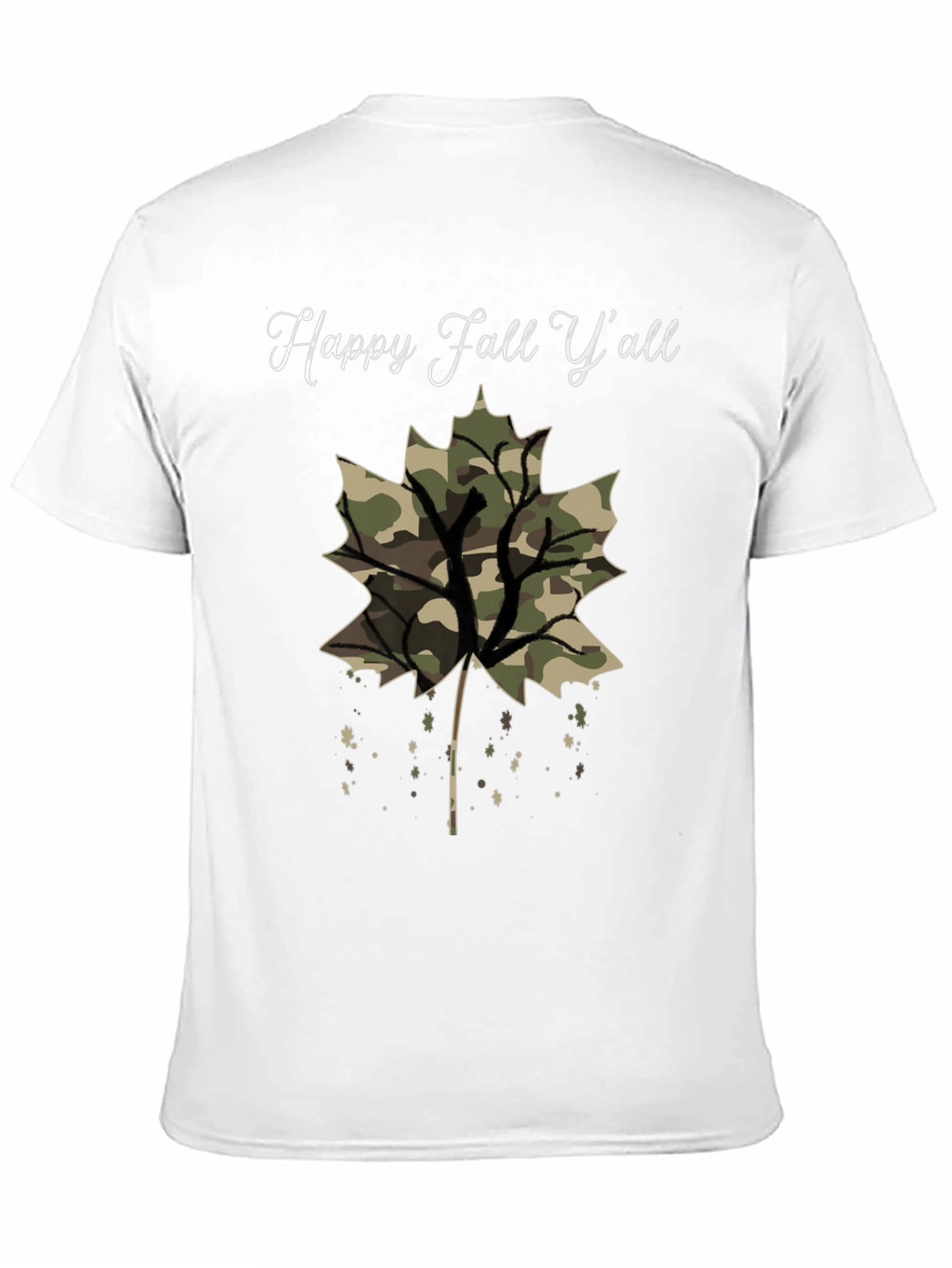 Black Happy Fall Y'all Camo Leaf T-Shirt view 11