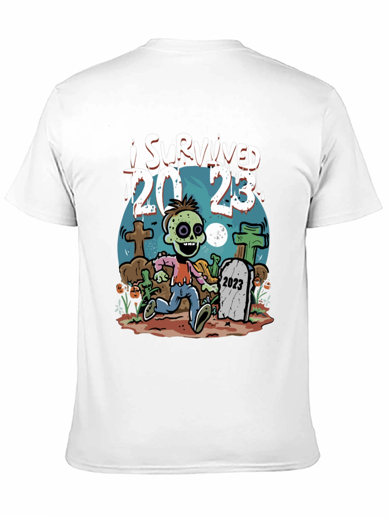Black I Survived 2023 Zombie T-Shirt view 11