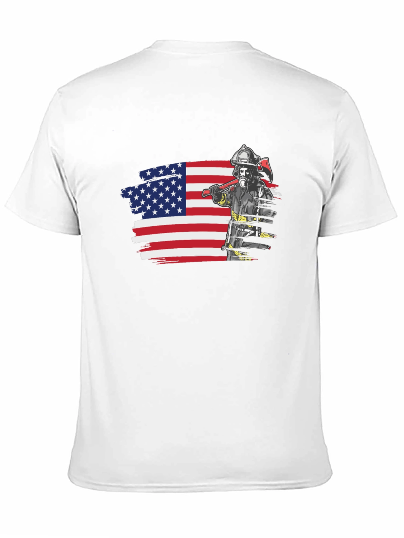 Black Firefighter USA Flag Graphic Tee view 11