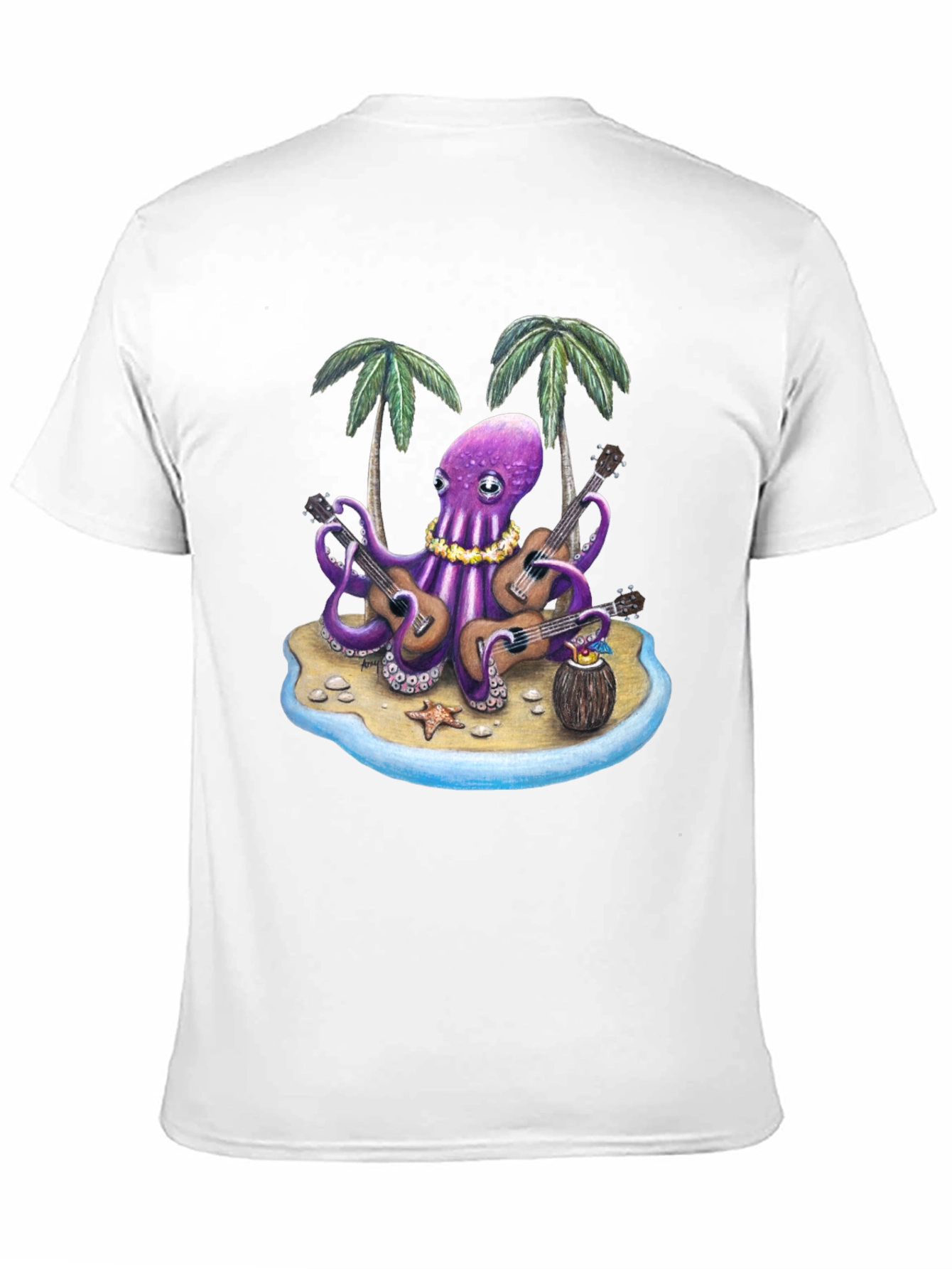 Black Musical Octopus Hawaiian T-Shirt view 11