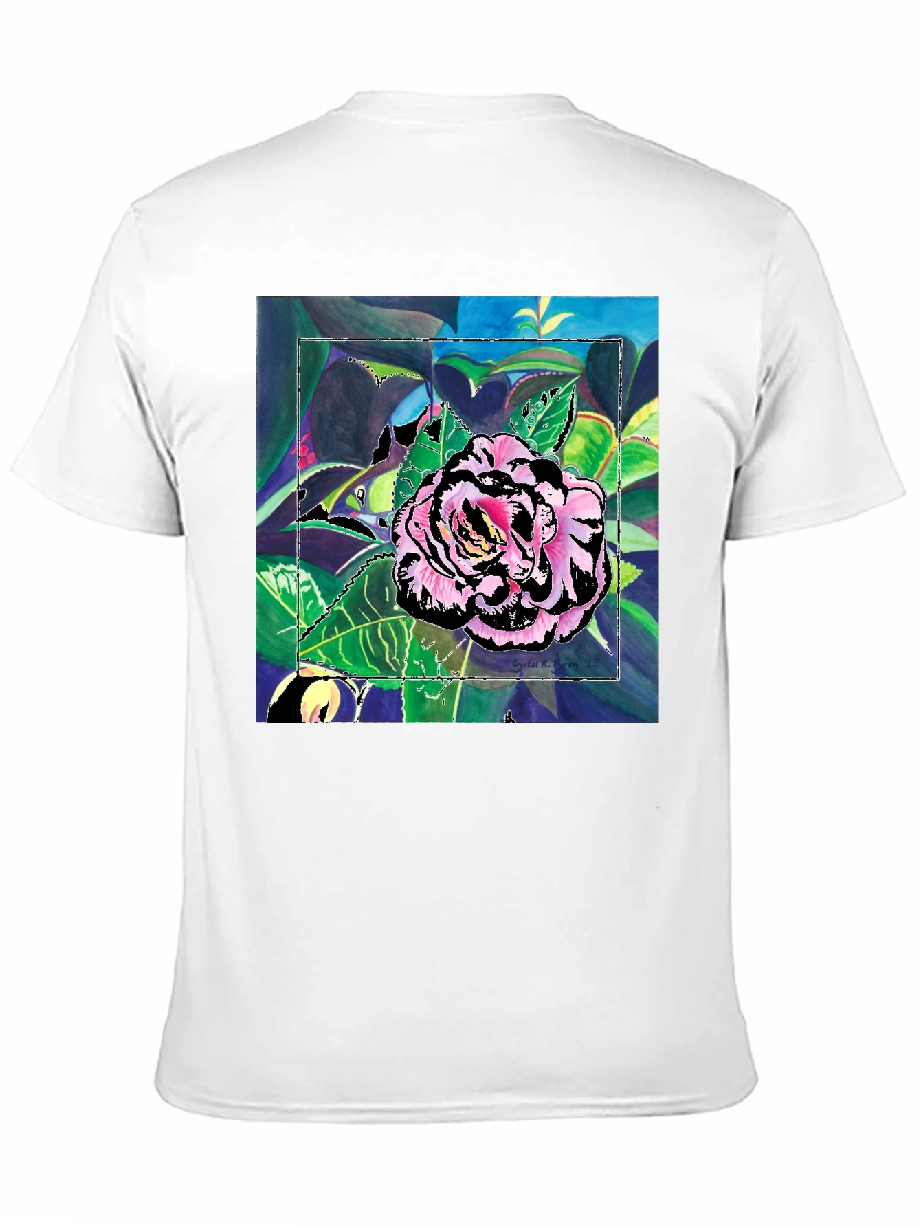 Black Floral Art Print Black T-Shirt view 11