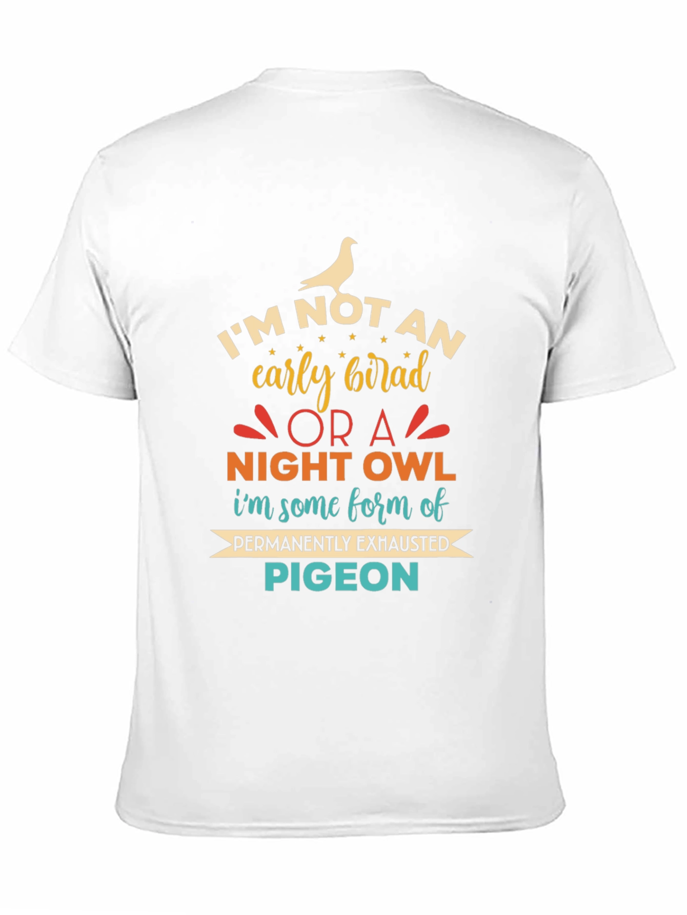 Black Funny Exhausted Pigeon Graphic T-Shirt view 11