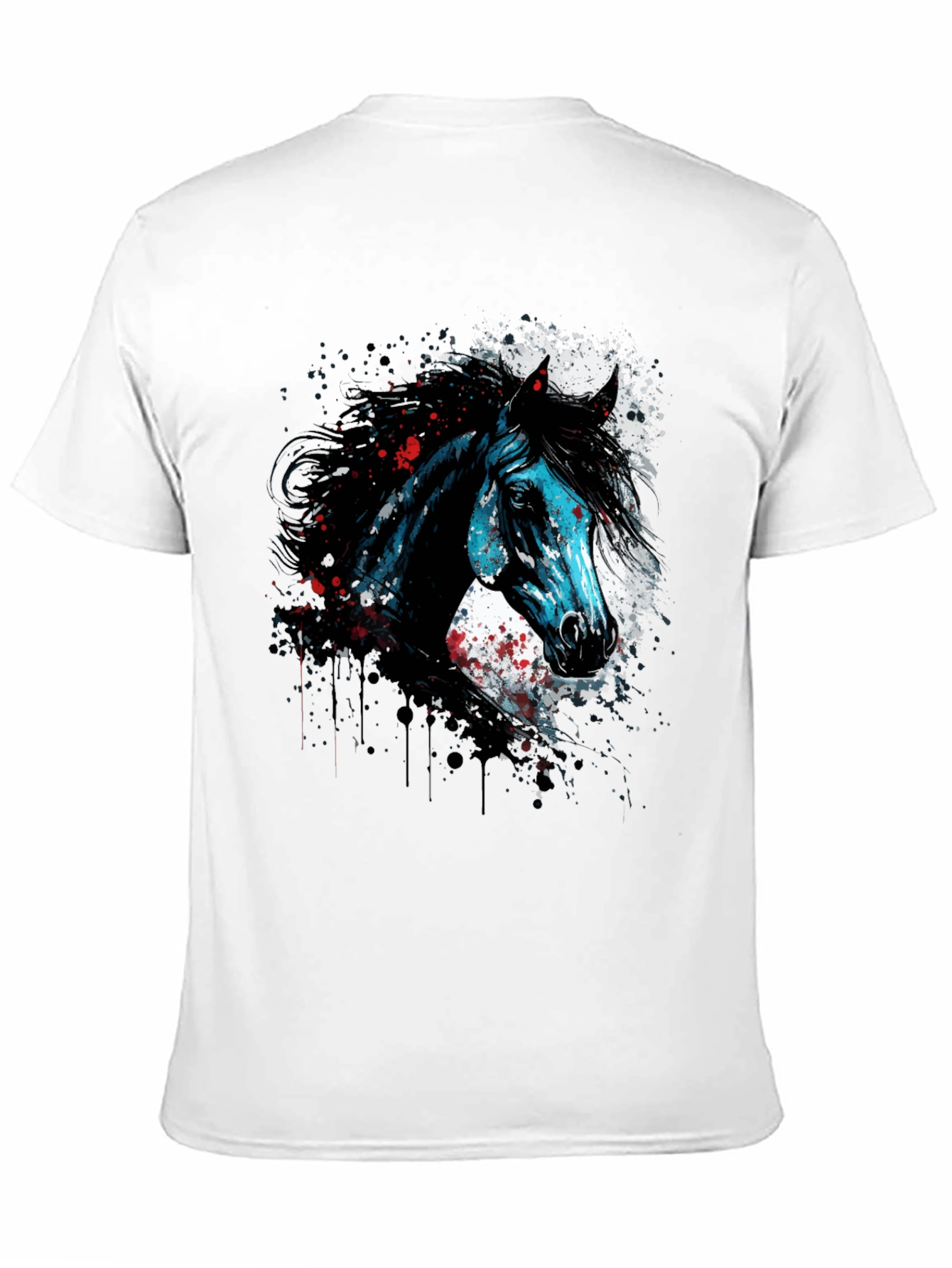Black Horse Graphic Print T-Shirt, Men's Black Tee view 11