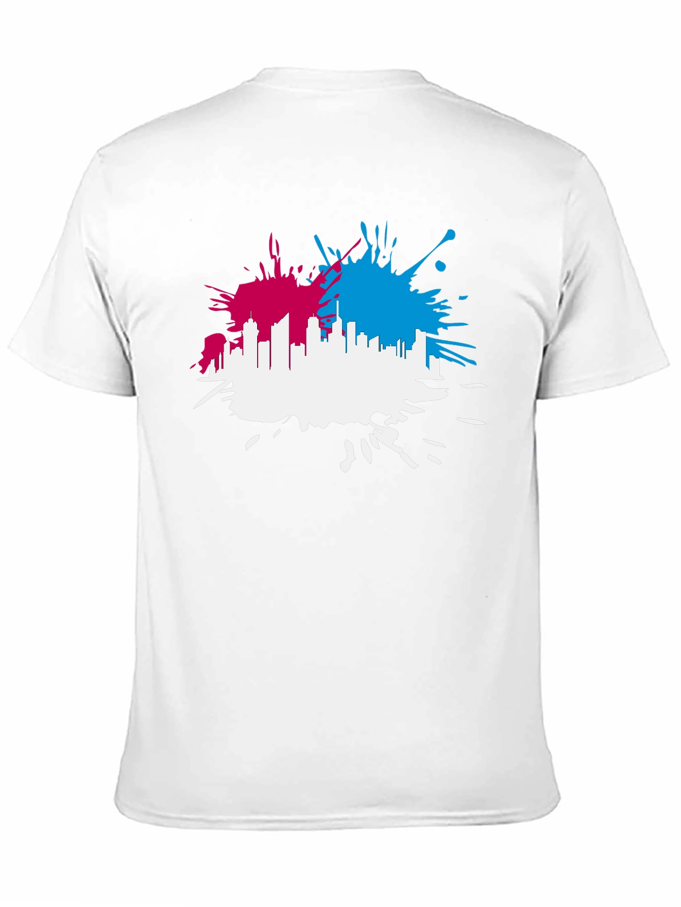 Black Cityscape Splash Men's Black T-Shirt view 11