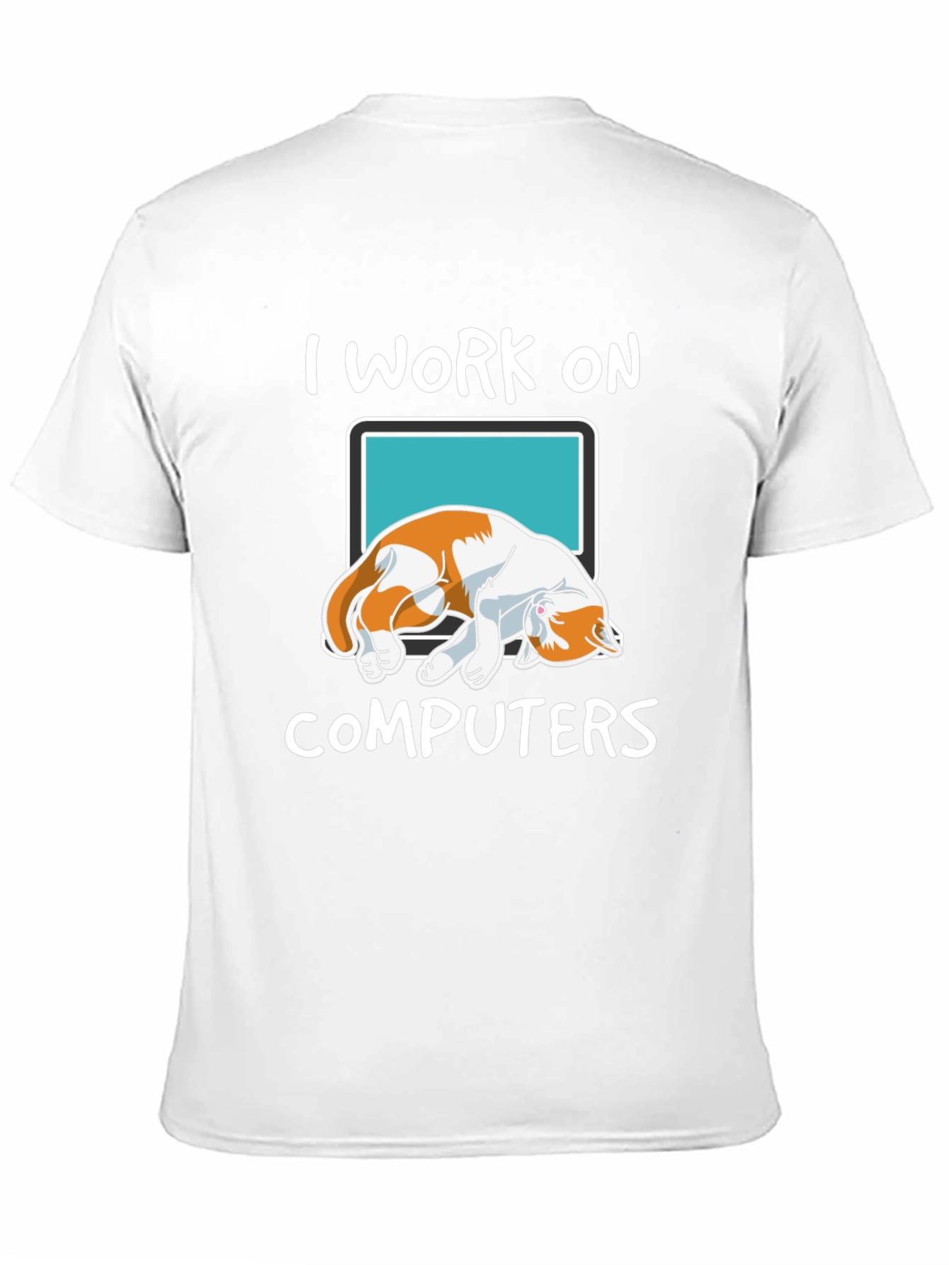 Black I Work On Computers Cat Graphic T-Shirt view 11