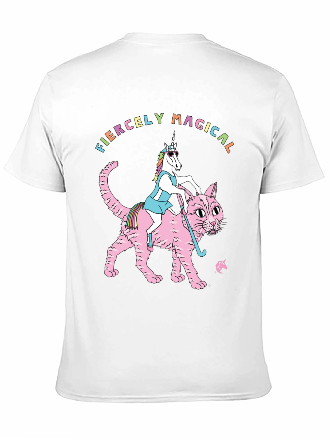Black Fiercely Magical Unicorn Riding Cat Graphic Tee view 11
