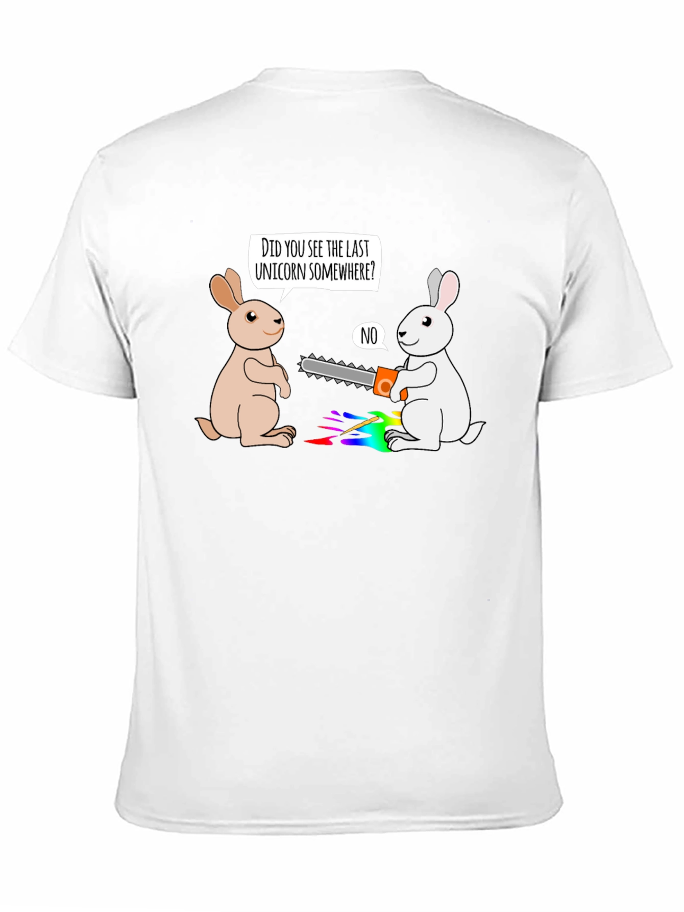 Black Funny Unicorn Rabbit Chainsaw Graphic Tee view 11