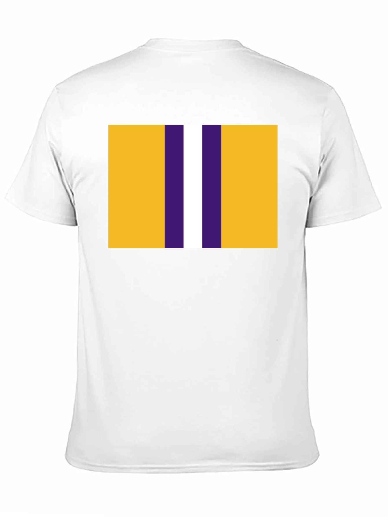 Black Striped Graphic T-Shirt - Gold, Purple, and White Design view 11
