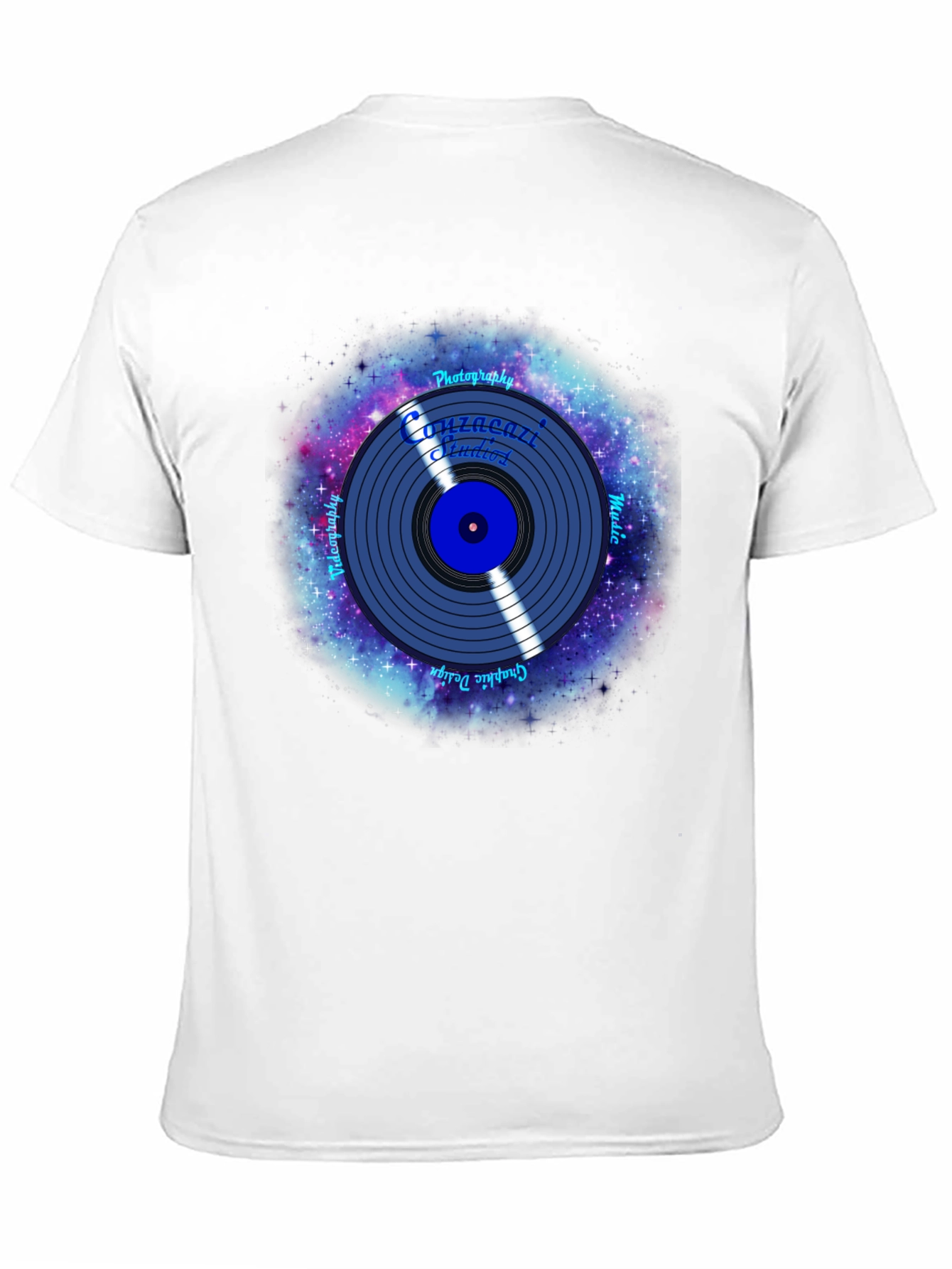 Black Galaxy Vinyl Record Graphic T-Shirt view 11