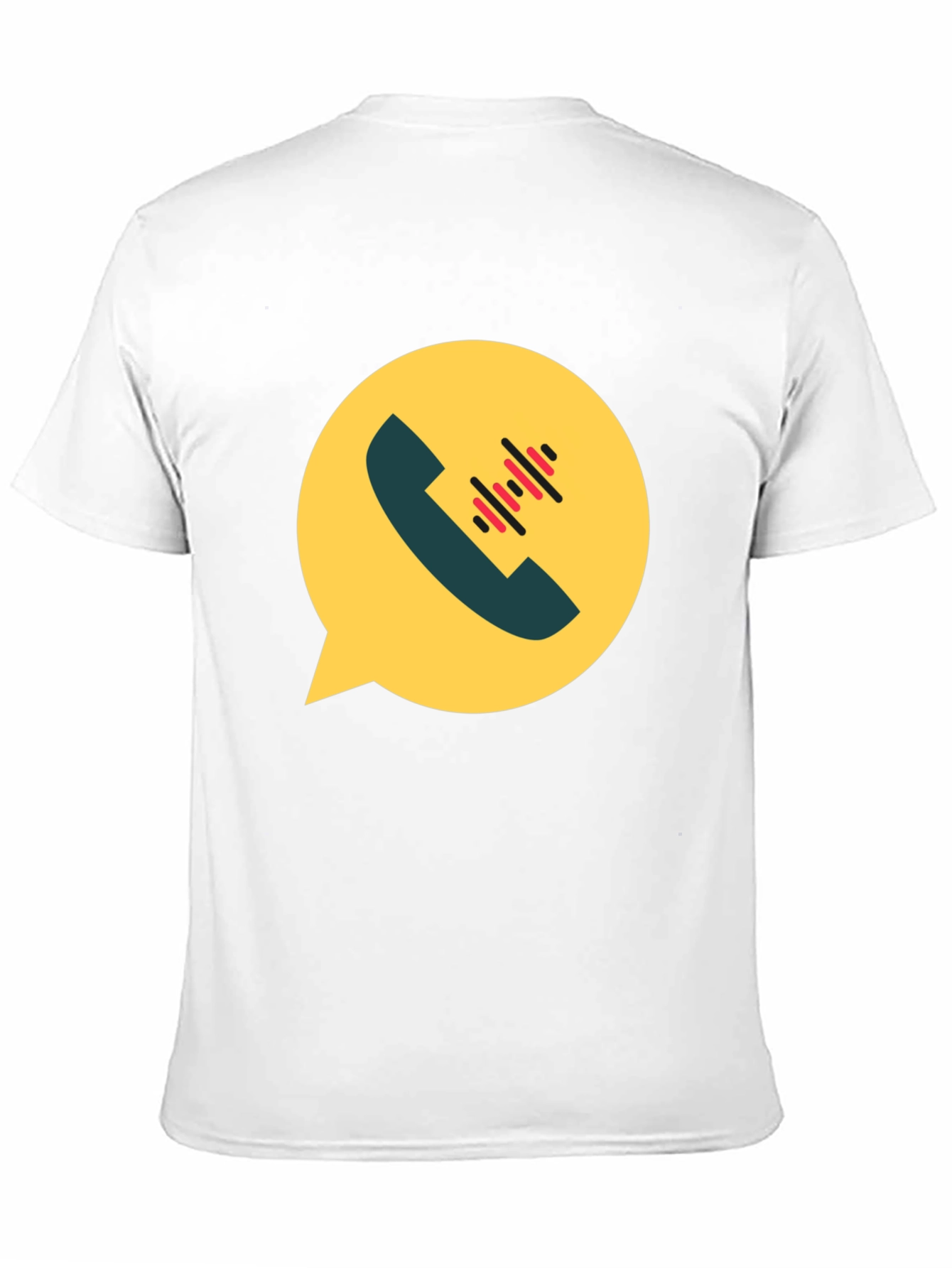 Black Modern Black T-Shirt with Phone Call Graphic view 11
