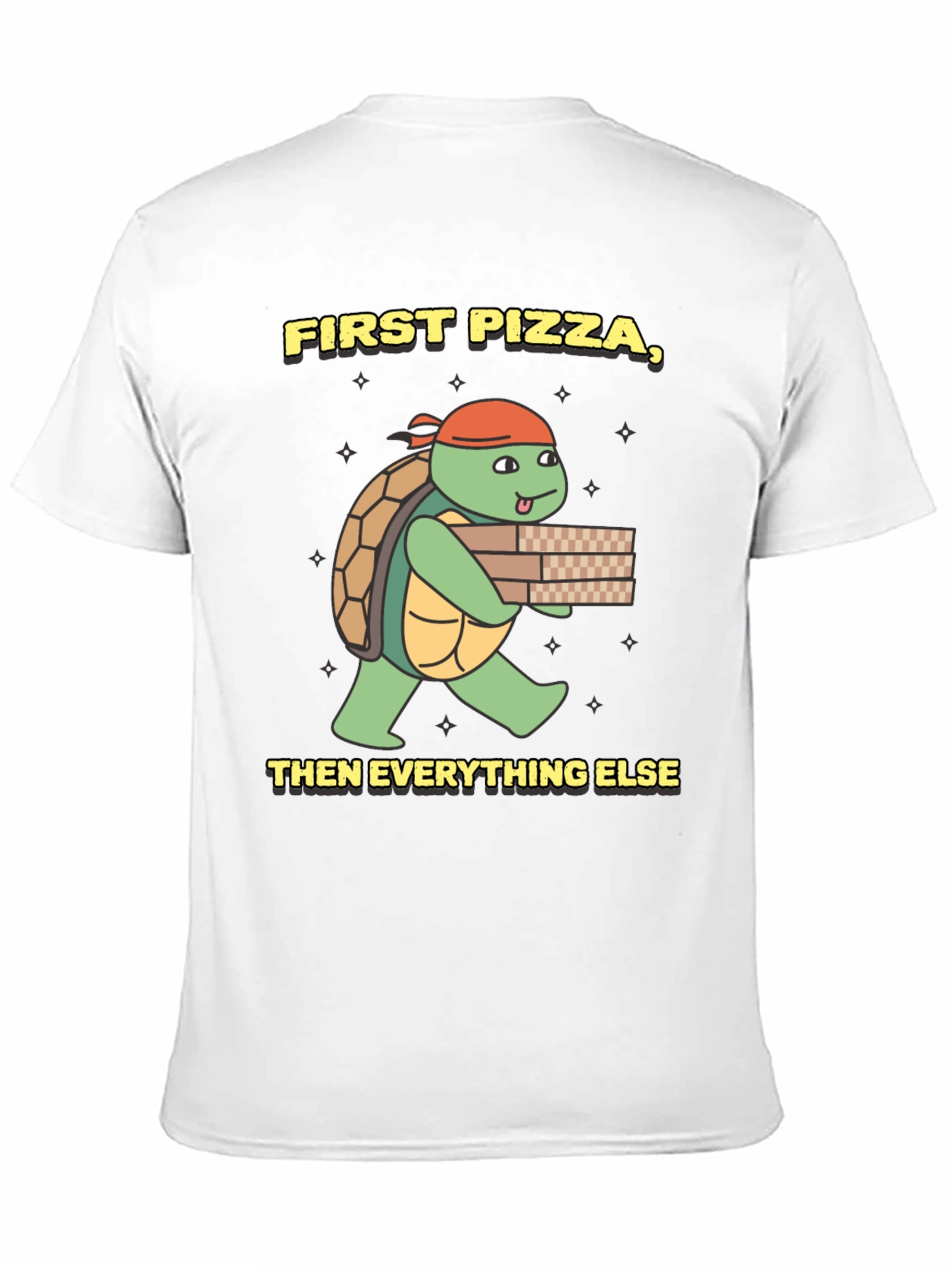 Black First Pizza Then Everything Else Turtle T-Shirt view 11