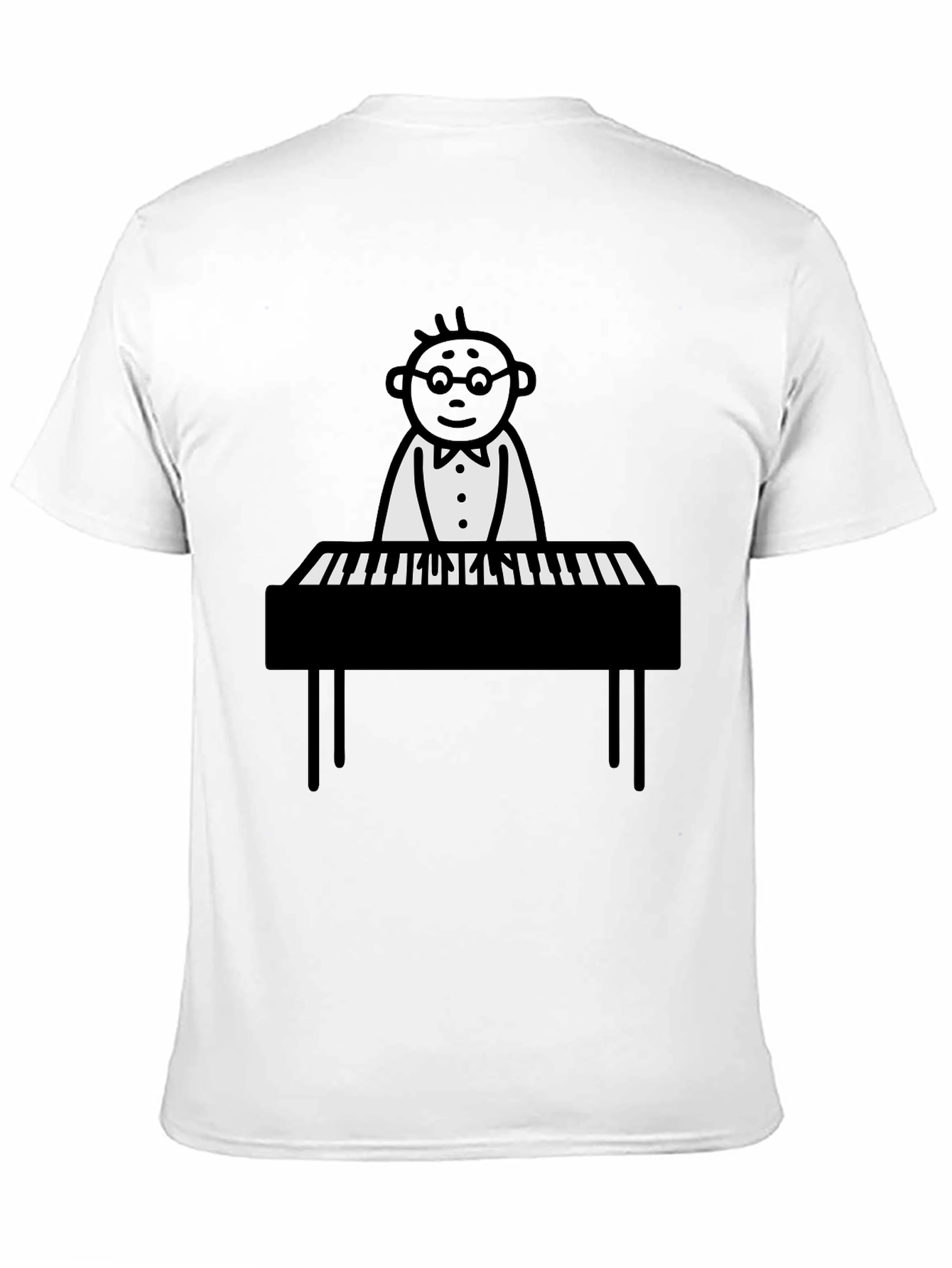 Black Piano Man Graphic Tee - Black Casual T-Shirt view 11