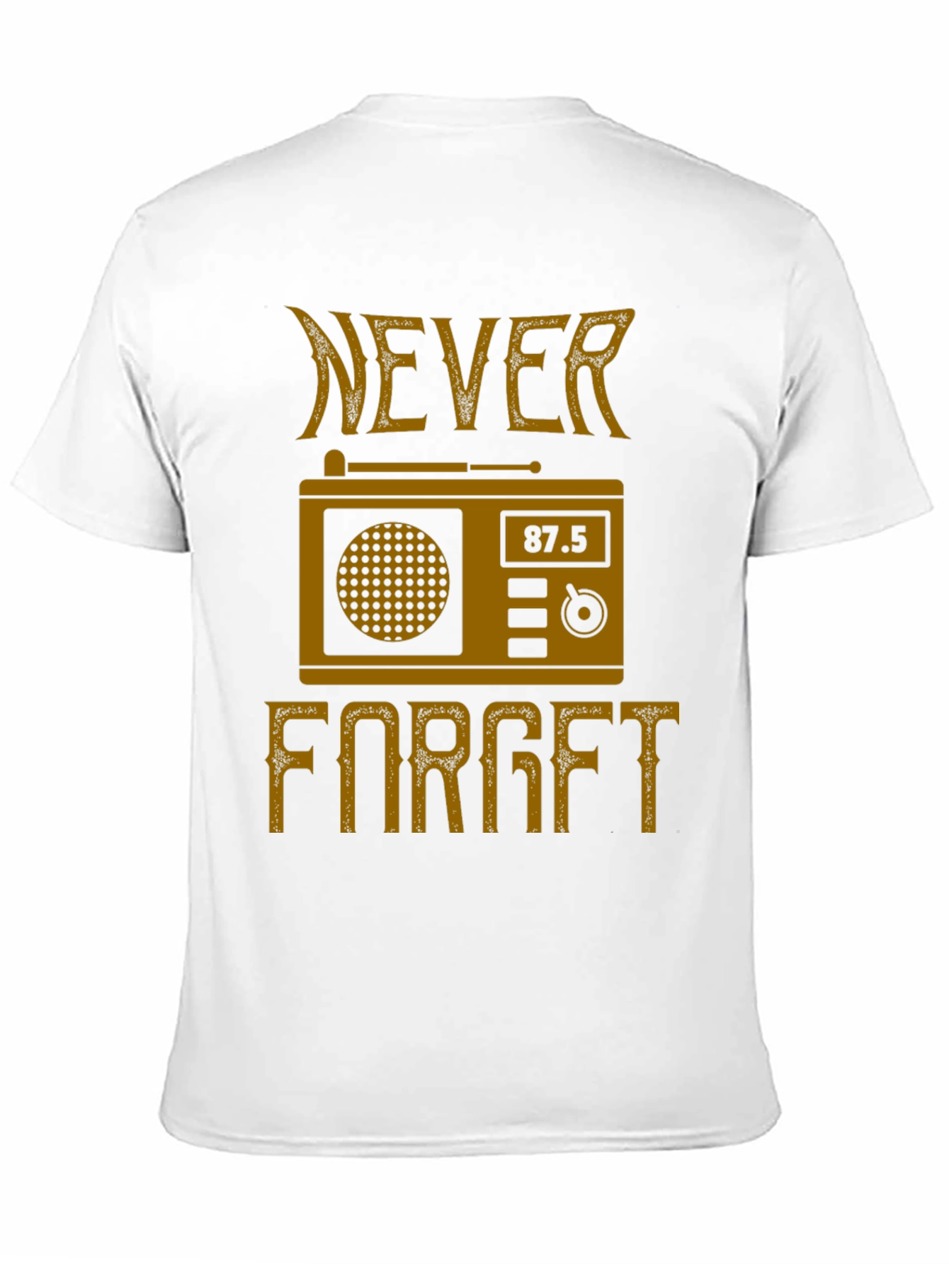 Black Retro Radio 'Never Forget' Graphic T-Shirt view 11