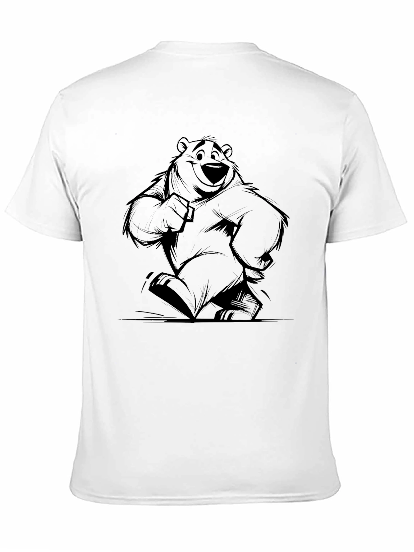 Black Cartoon Bear Graphic Print T-Shirt view 11