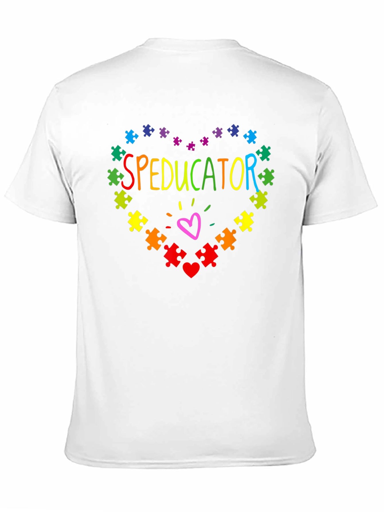 Black Speducator Autism Awareness Puzzle Heart T-Shirt view 11