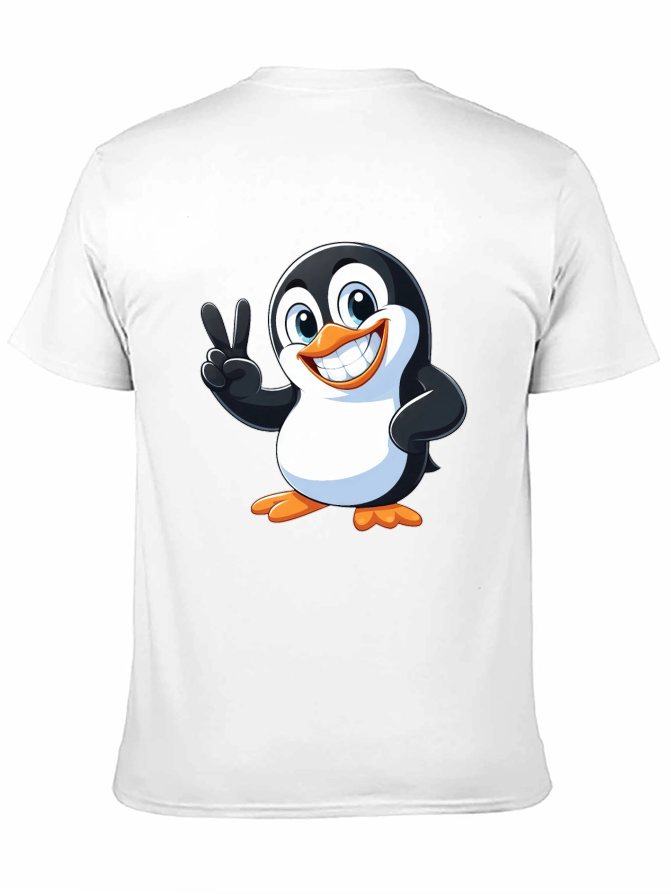 Black Cute Penguin Peace Sign Graphic T-Shirt view 11