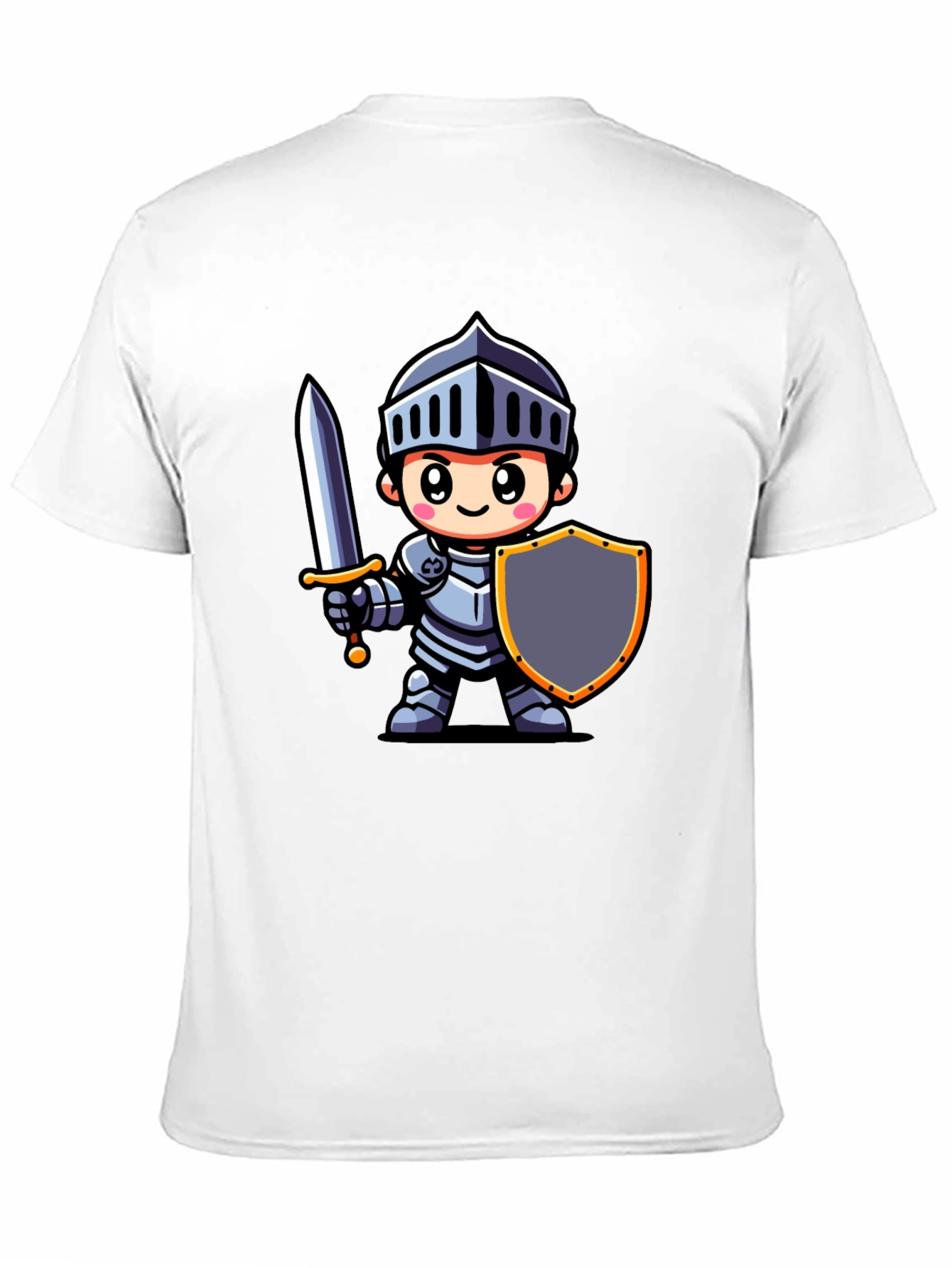 Black Cartoon Knight Graphic Tee - Black Cotton T-Shirt view 11