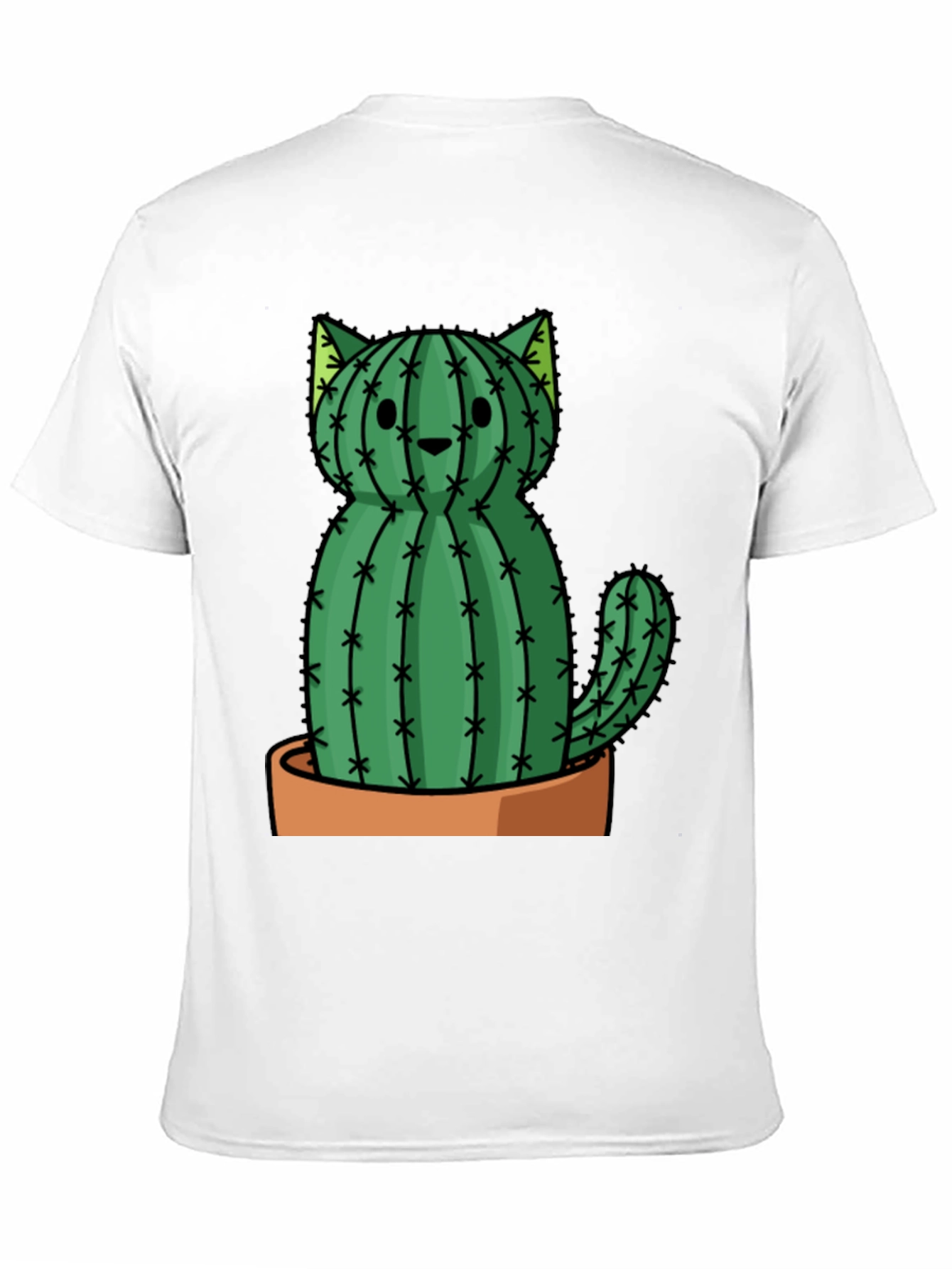 Black Cactus Cat Graphic Tee - Trendy Plant Lover Shirt view 11