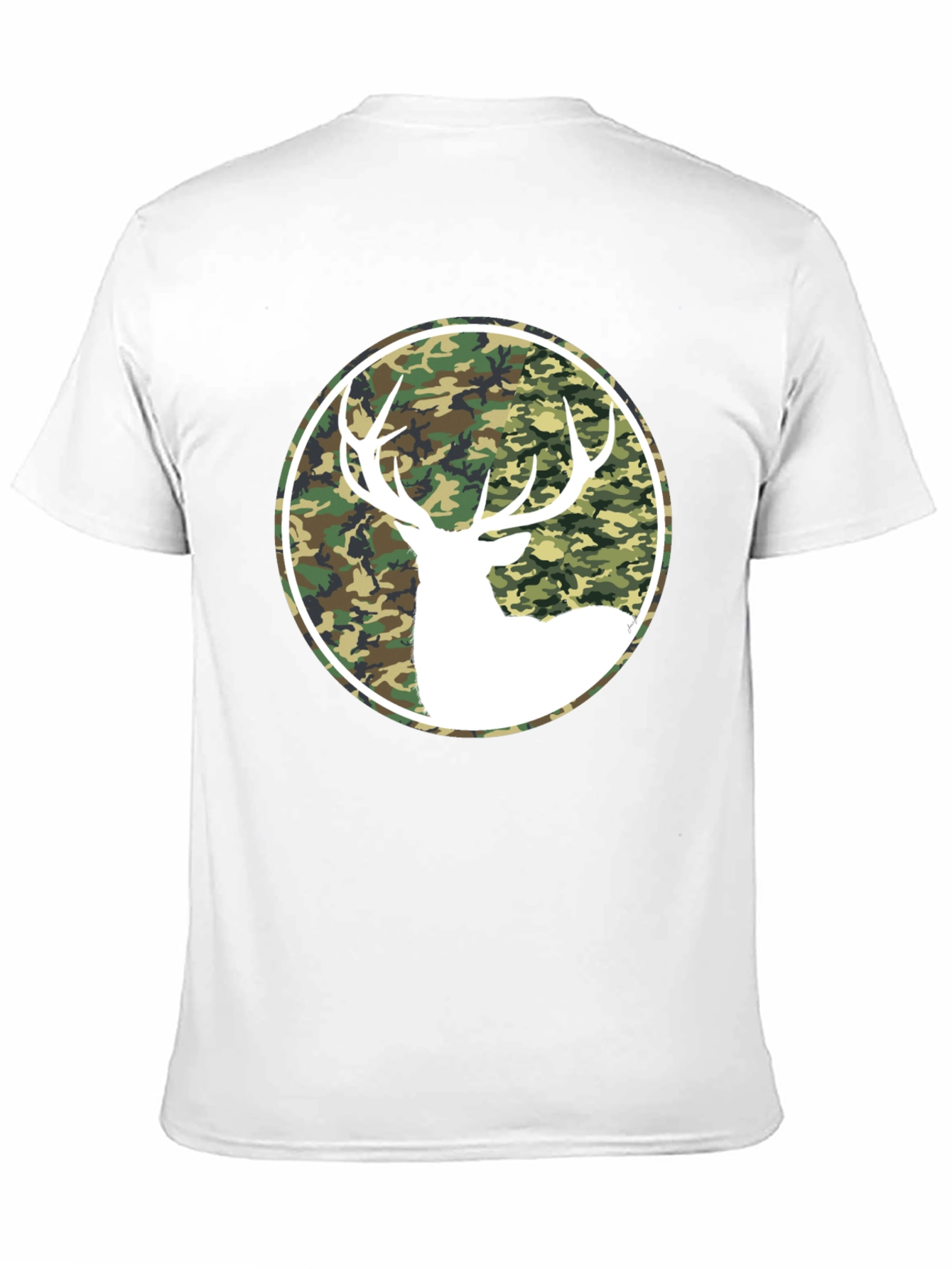 Black Camo Deer Graphic Tee - Black Cotton T-Shirt view 11