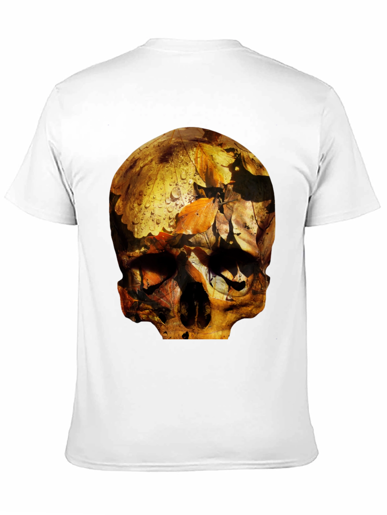 Black Skull Graphic Tee - Fallen Leaves Design view 11