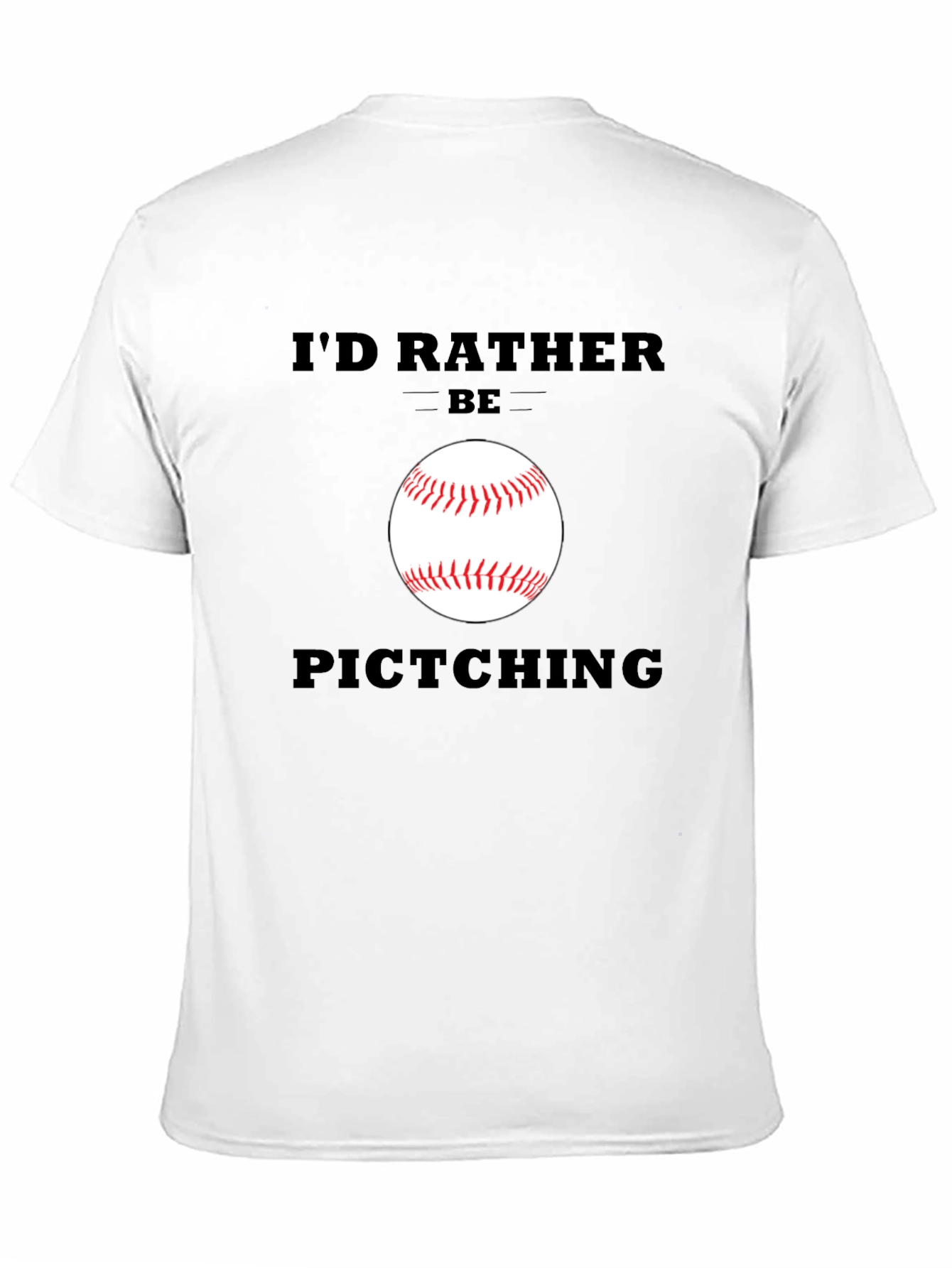 Black Funny Baseball T-Shirt - I'd Rather Be Pitching view 11