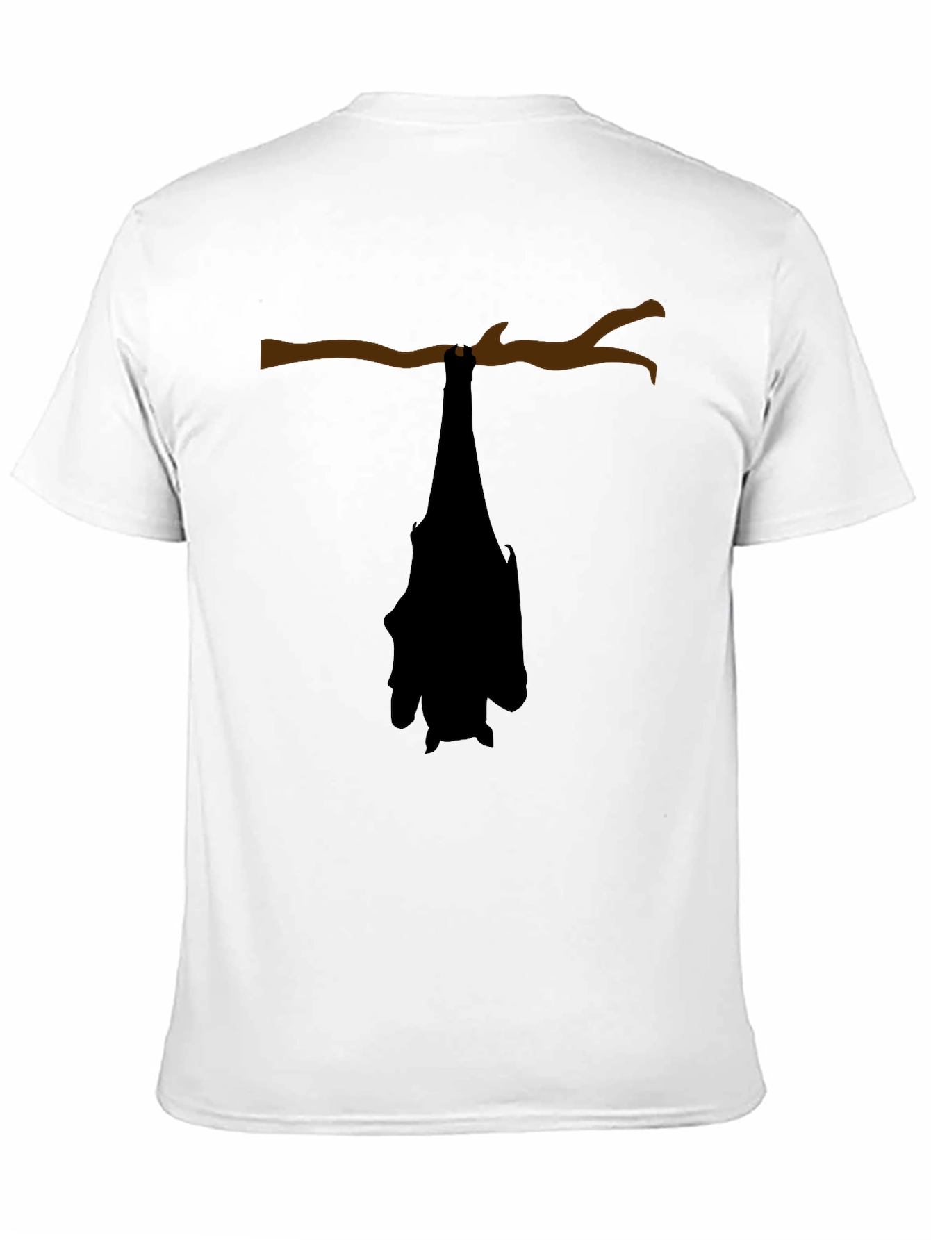 Black Hanging Bat Graphic Tee - Black Cotton Casual Top view 11