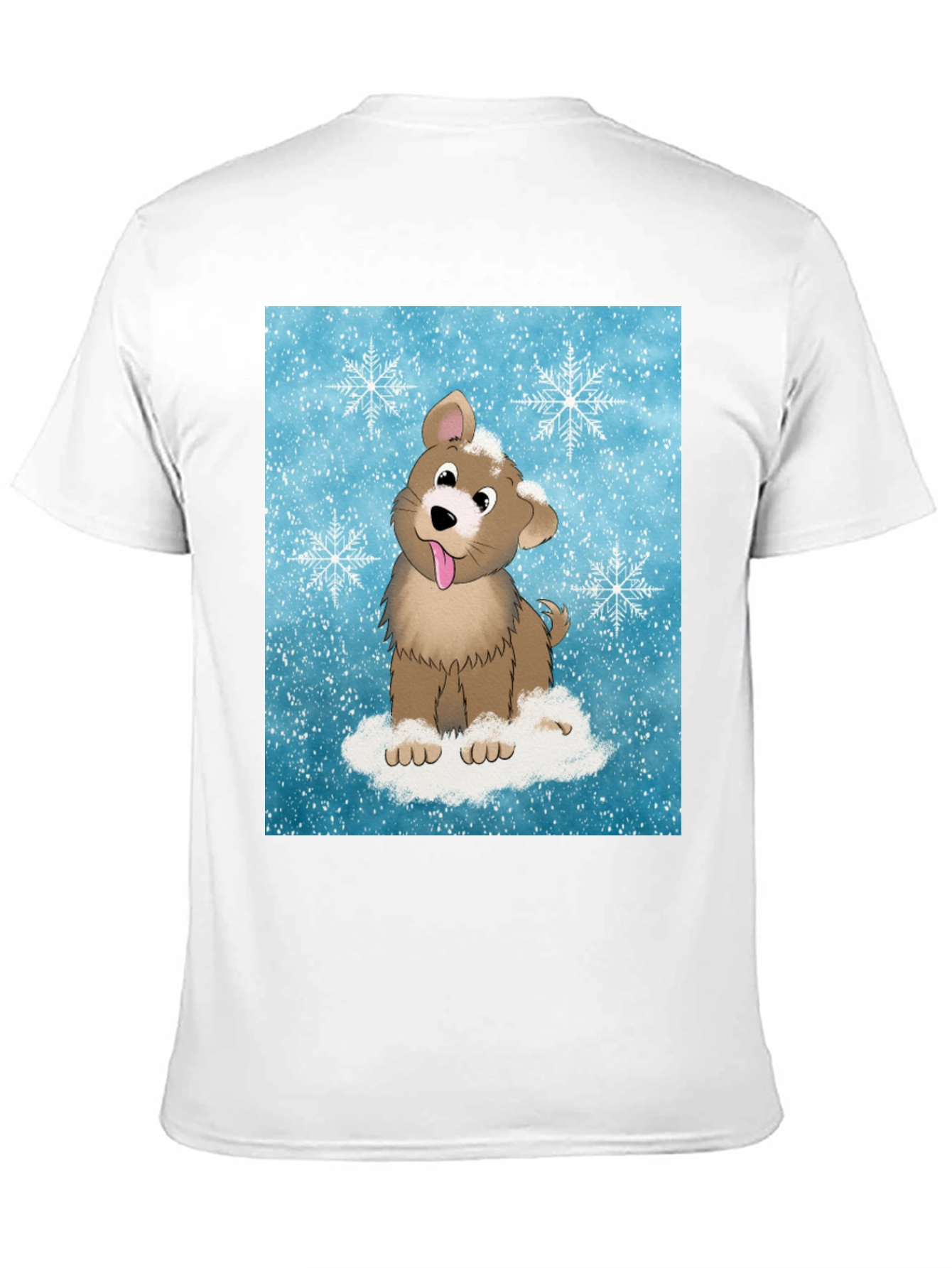 Black Cute Puppy Snowflake T-Shirt view 11