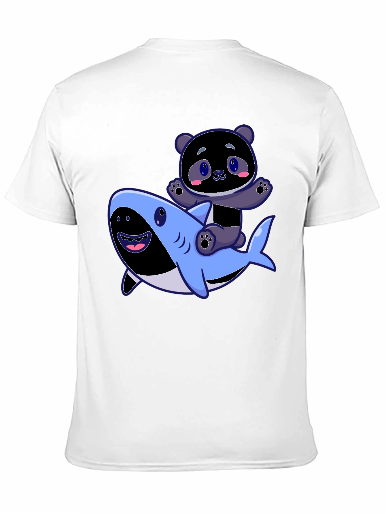 Black Panda Riding Shark Graphic Tee - Fun Black T-Shirt view 11