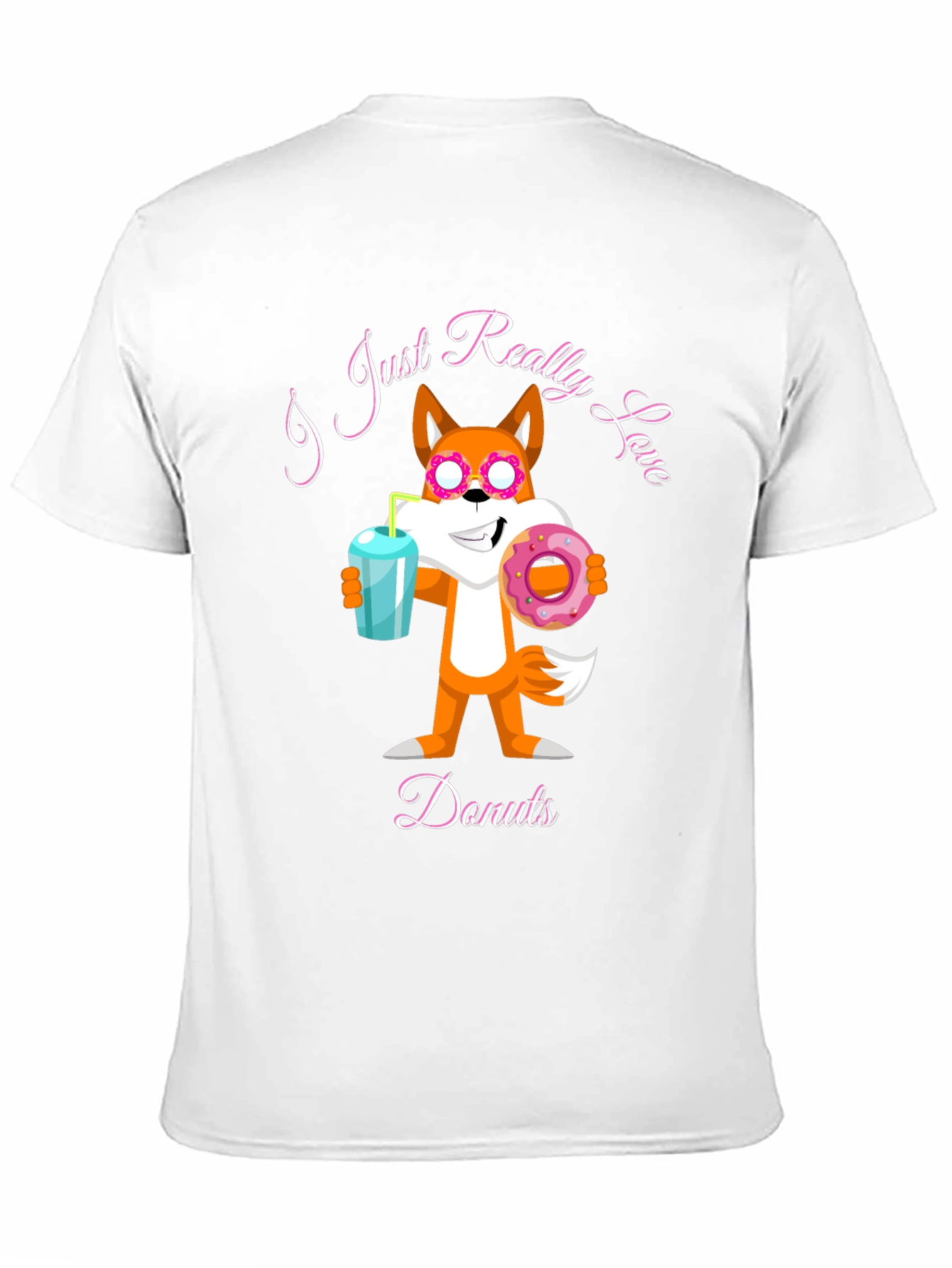 Black Funny Fox Loves Donuts Graphic T-Shirt view 11