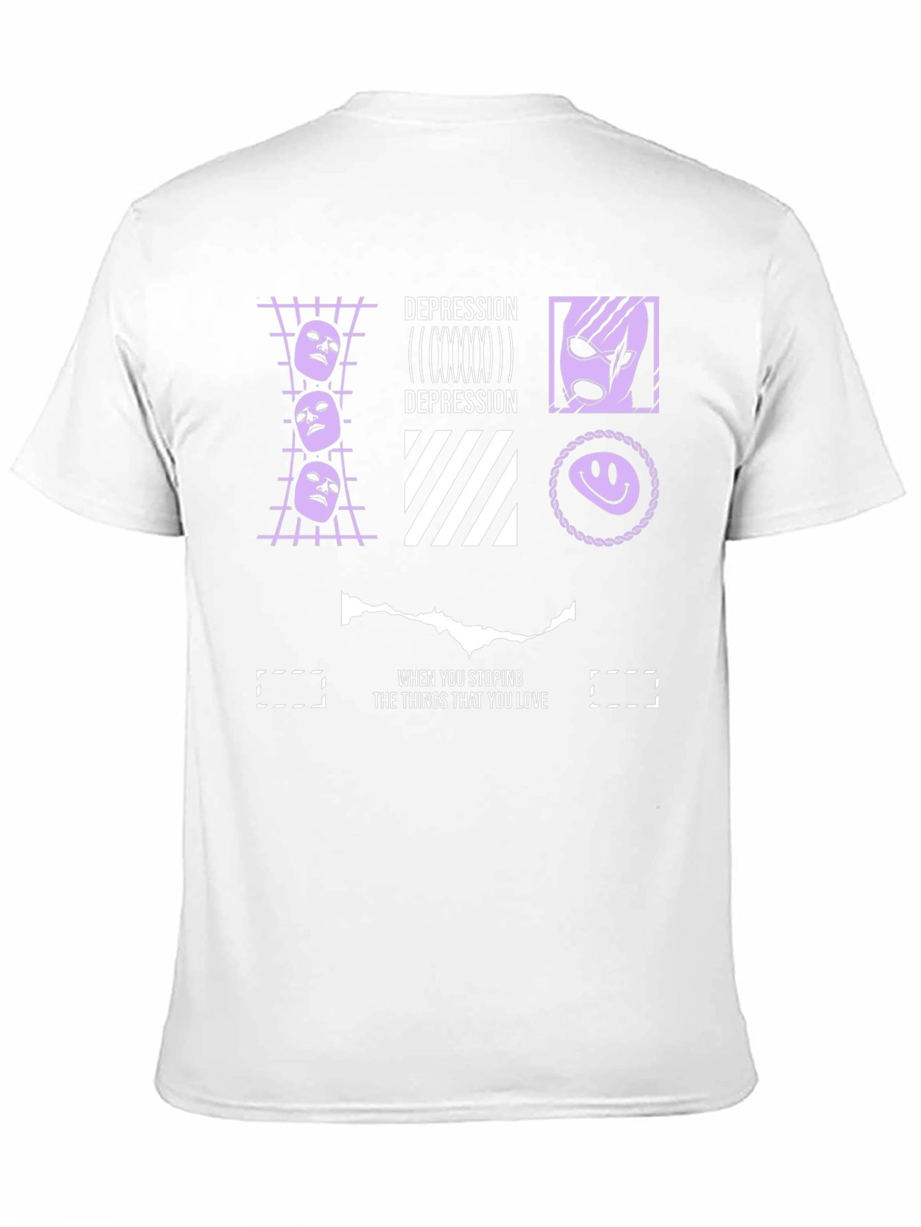 Black Depression Themed Graphic Print Black T-Shirt view 11