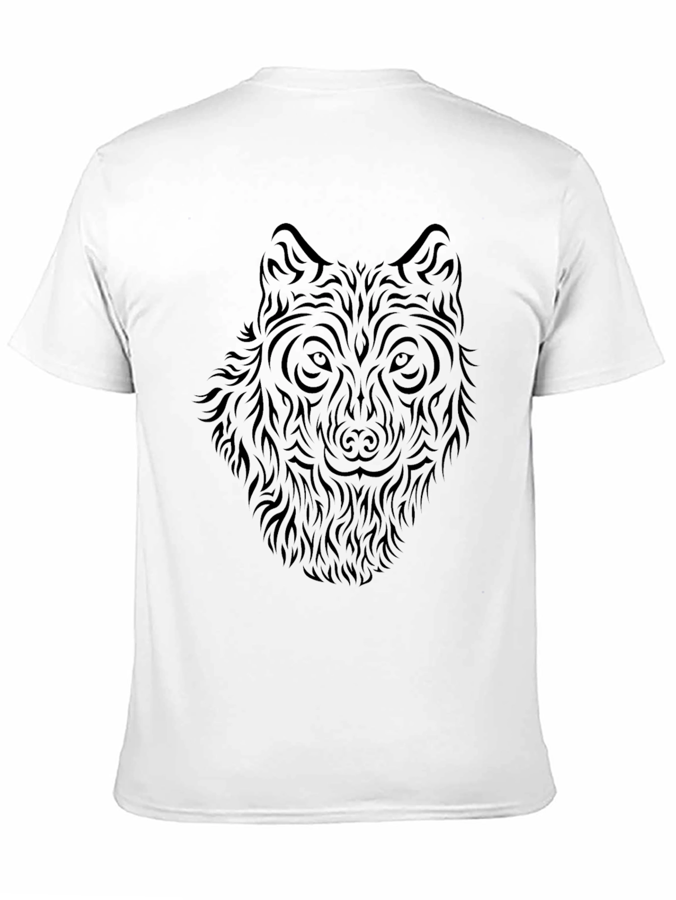 Black Wolf Tribal Graphic Print Black T-Shirt view 11