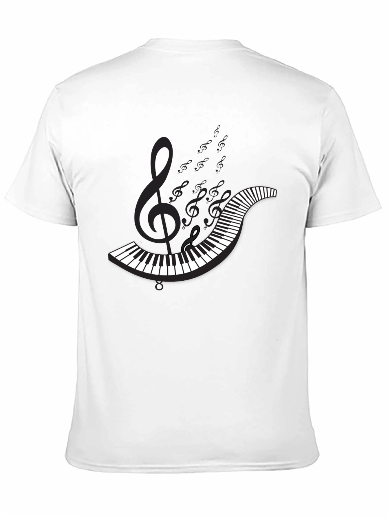 Black Piano Keys & Notes Black T-Shirt - Music Lover Apparel view 11