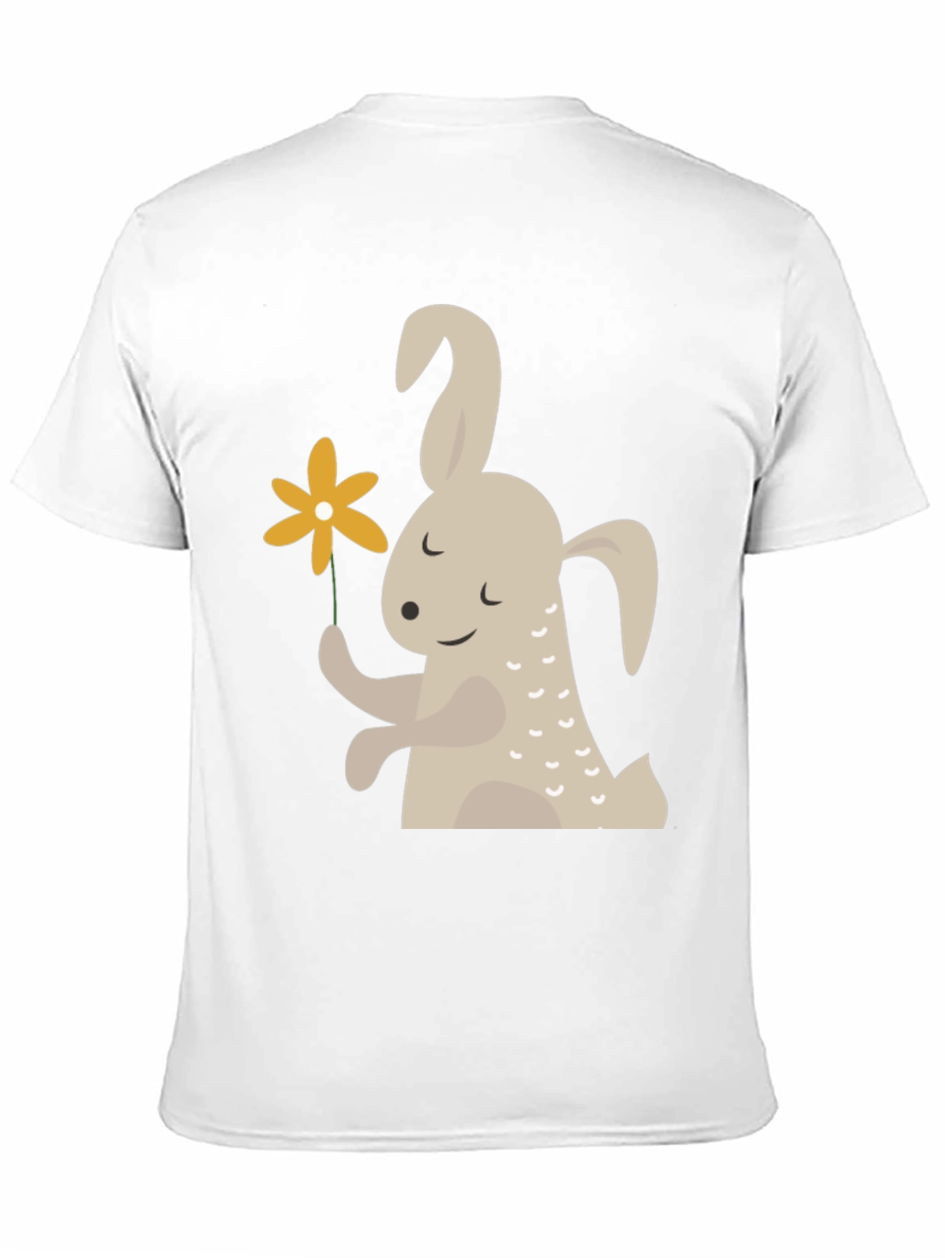 Black Cute Bunny Holding Flower Graphic T-Shirt view 11
