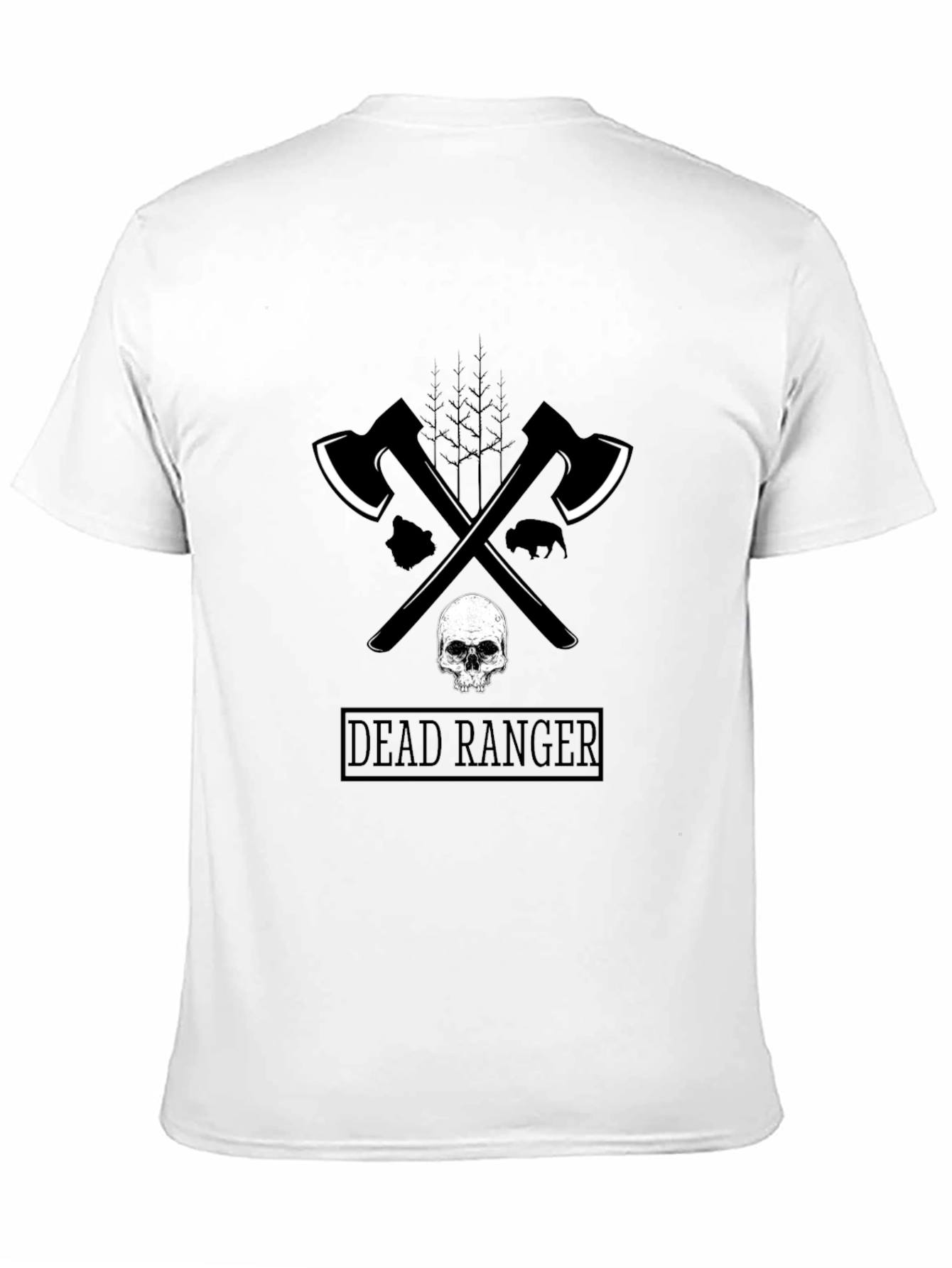 Black Dead Ranger Graphic T-Shirt - Axe & Skull Design view 11
