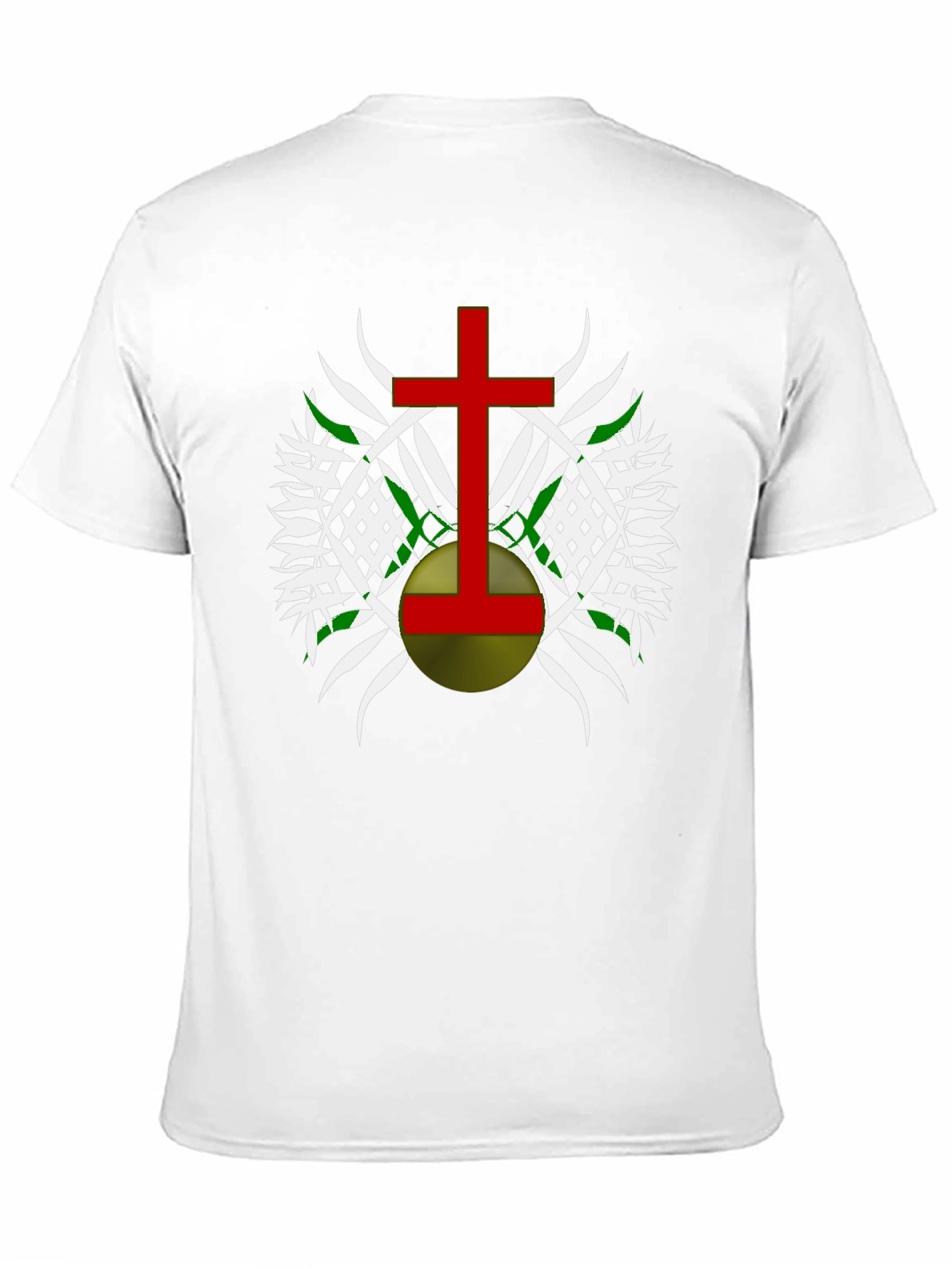 Black Graphic Tee - Red Cross Design on Black Cotton view 11