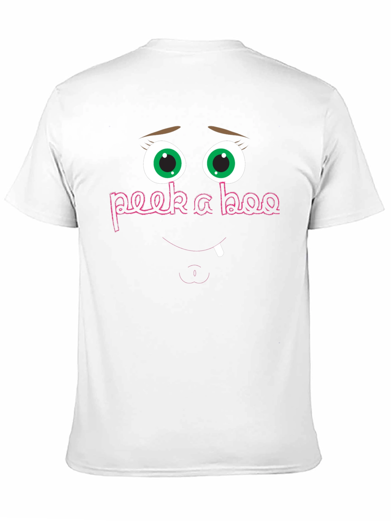 Black Peek-a-Boo Funny Face Graphic Tee - Black Cotton Shirt view 11