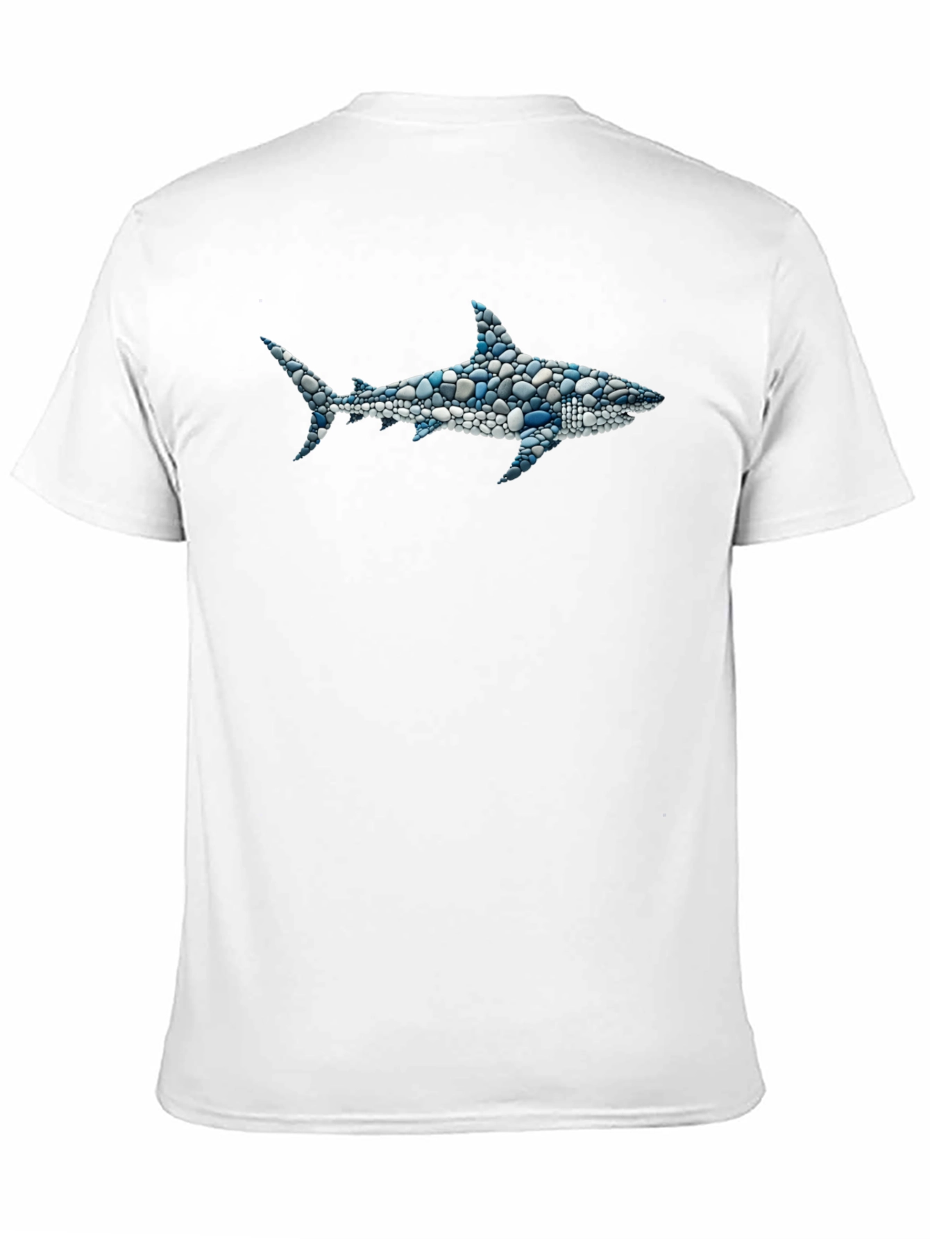 Black Men's Shark Pebble Art T-Shirt - Unique Ocean Design view 11