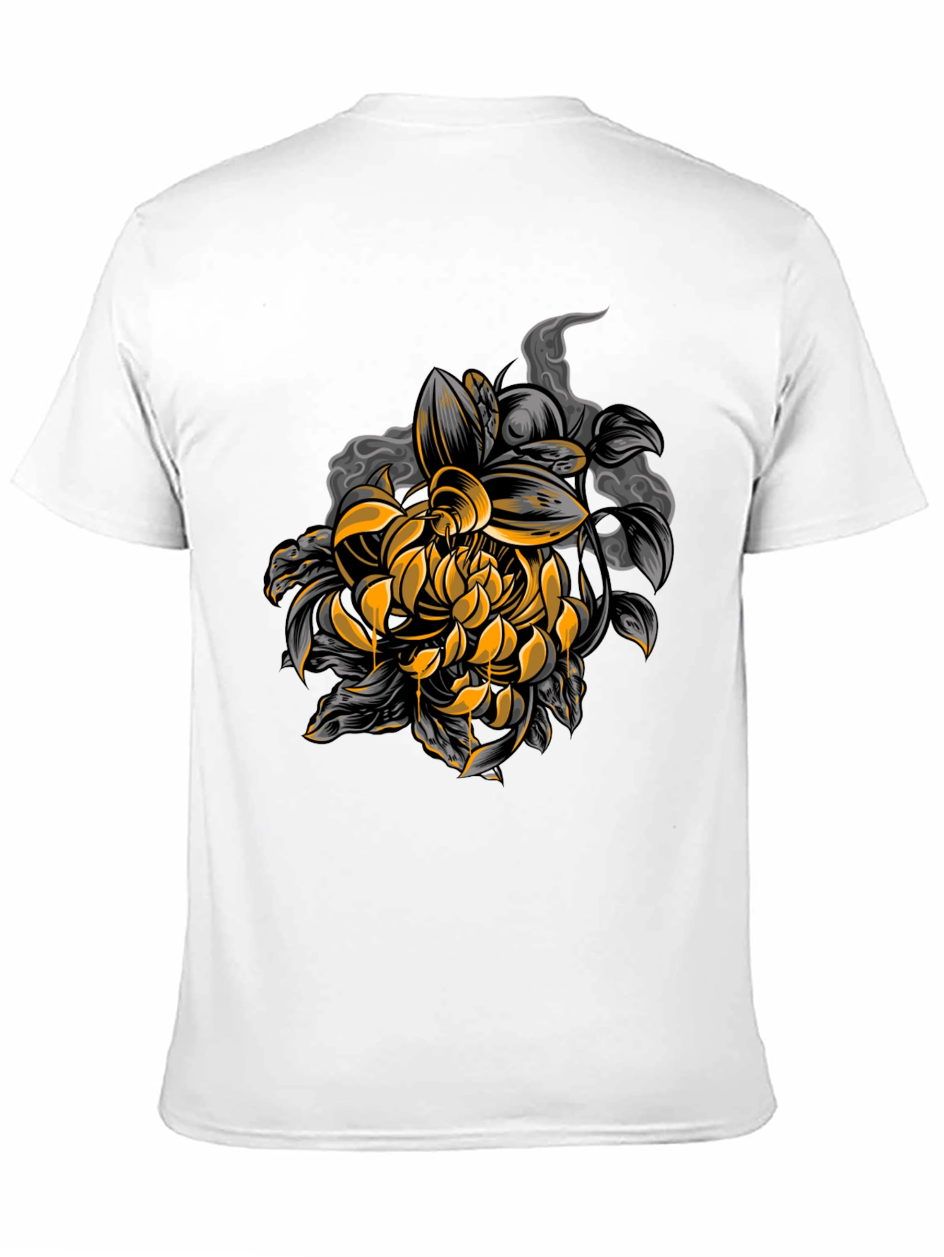 Black Chrysanthemum Graphic Black Tee view 11