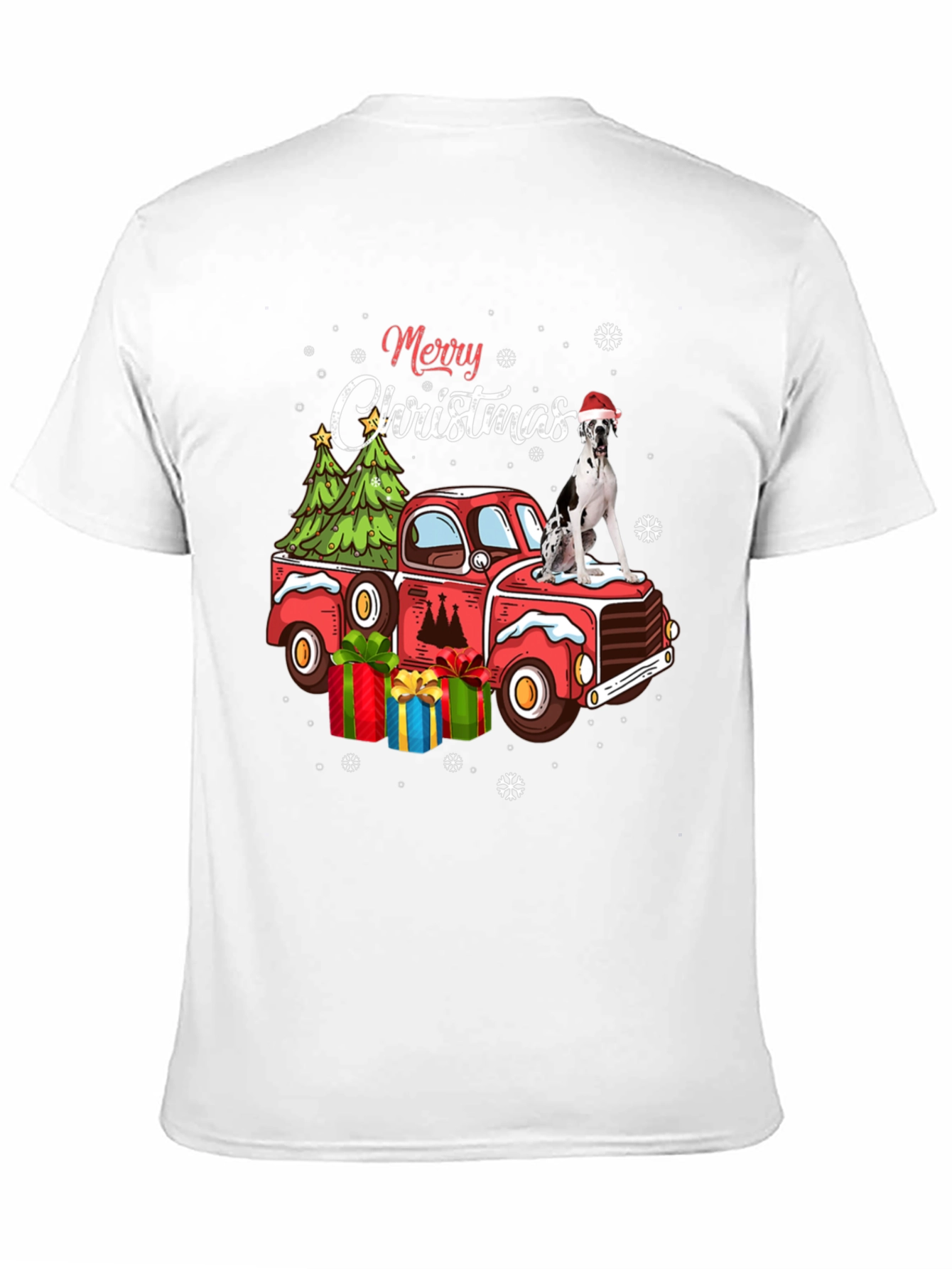 Black Merry Christmas Dog Truck T-Shirt view 11