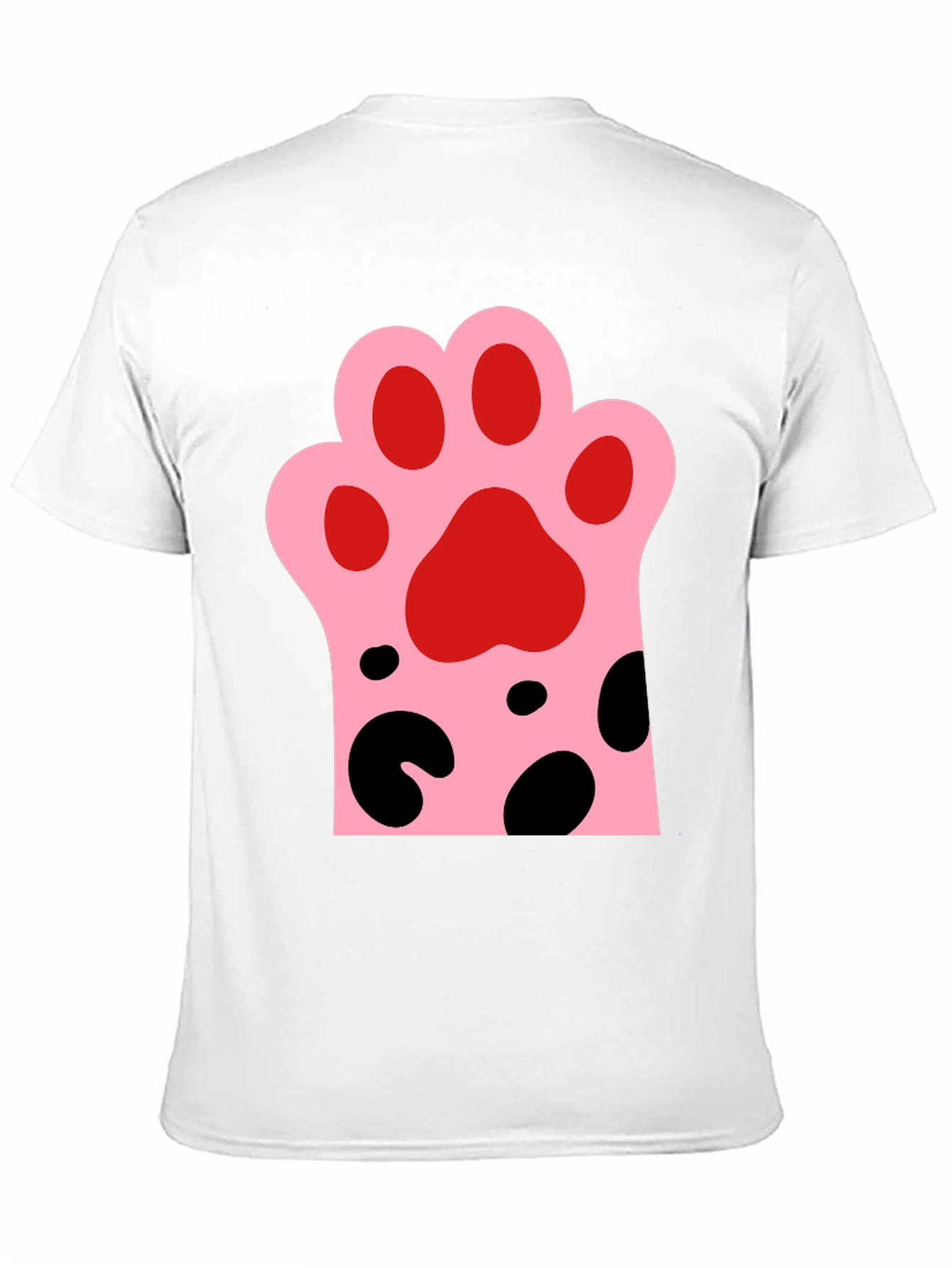 Black Cute Cat Paw Print Black T-Shirt view 11
