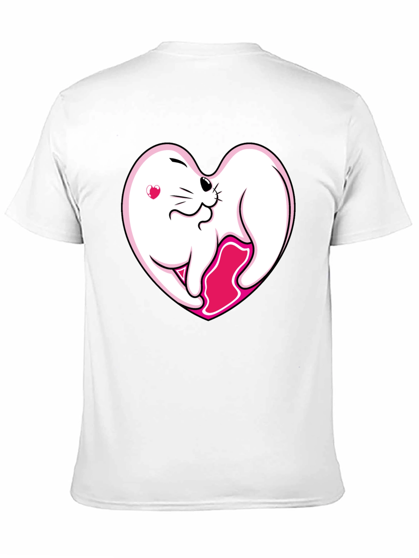 Black Cute Seal Heart T-Shirt - Black Cotton Tee view 11
