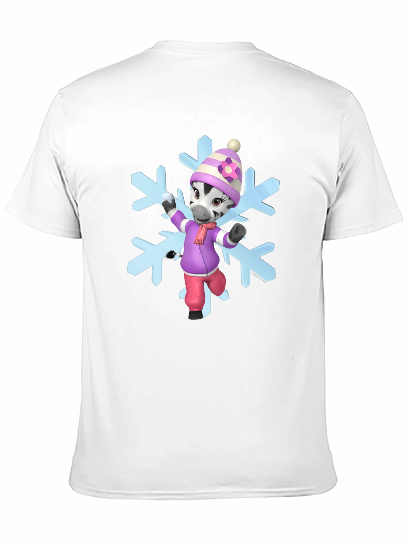 Black Zebra Cartoon Snowflake T-Shirt view 11
