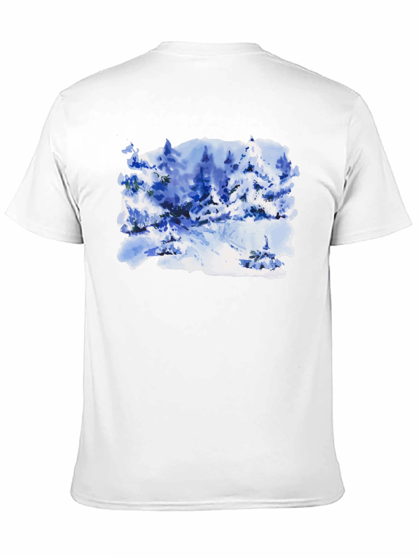 Black Watercolor Winter Scene Black T-Shirt view 11