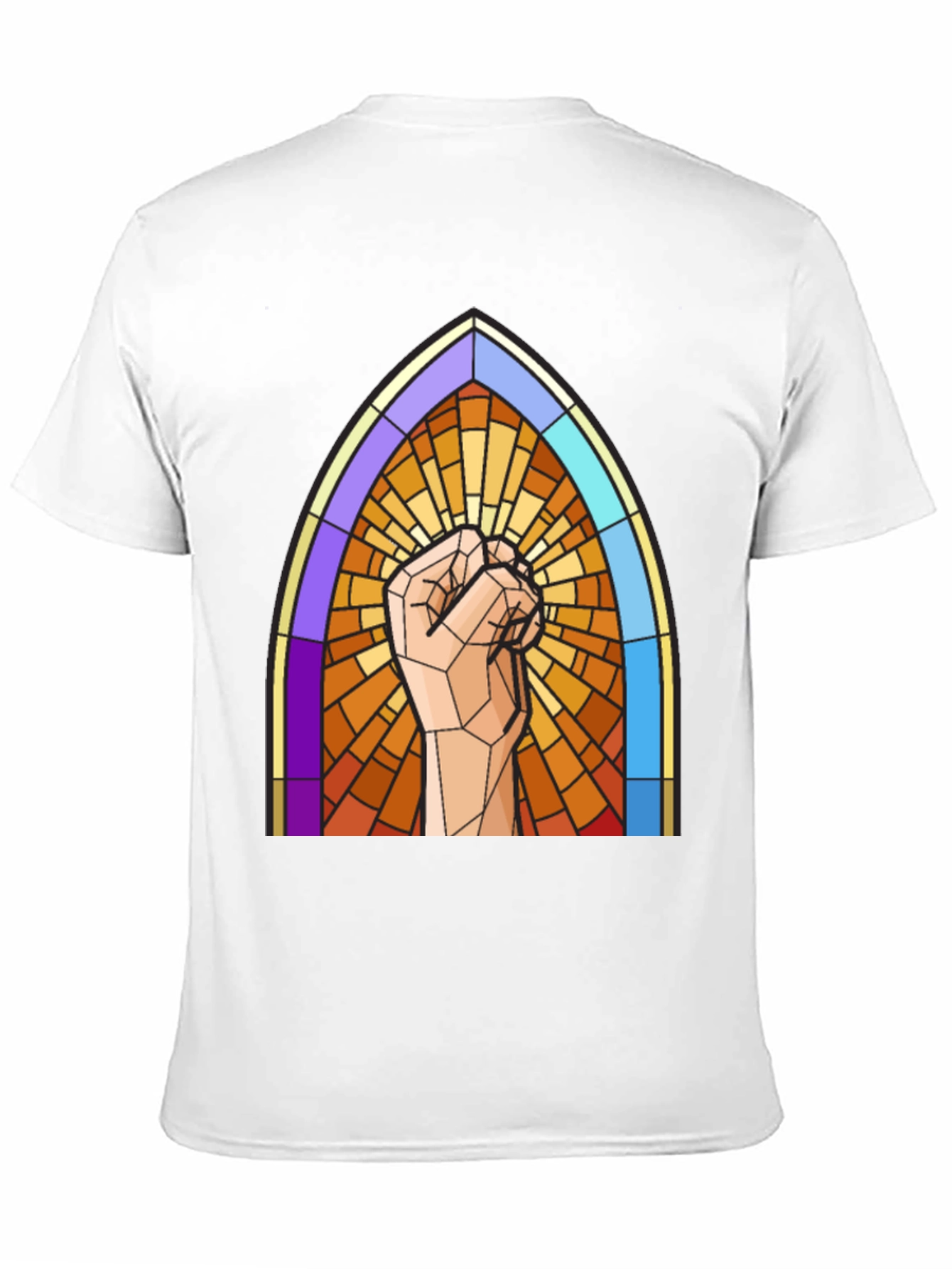 Black Stained Glass Fist T-Shirt view 11