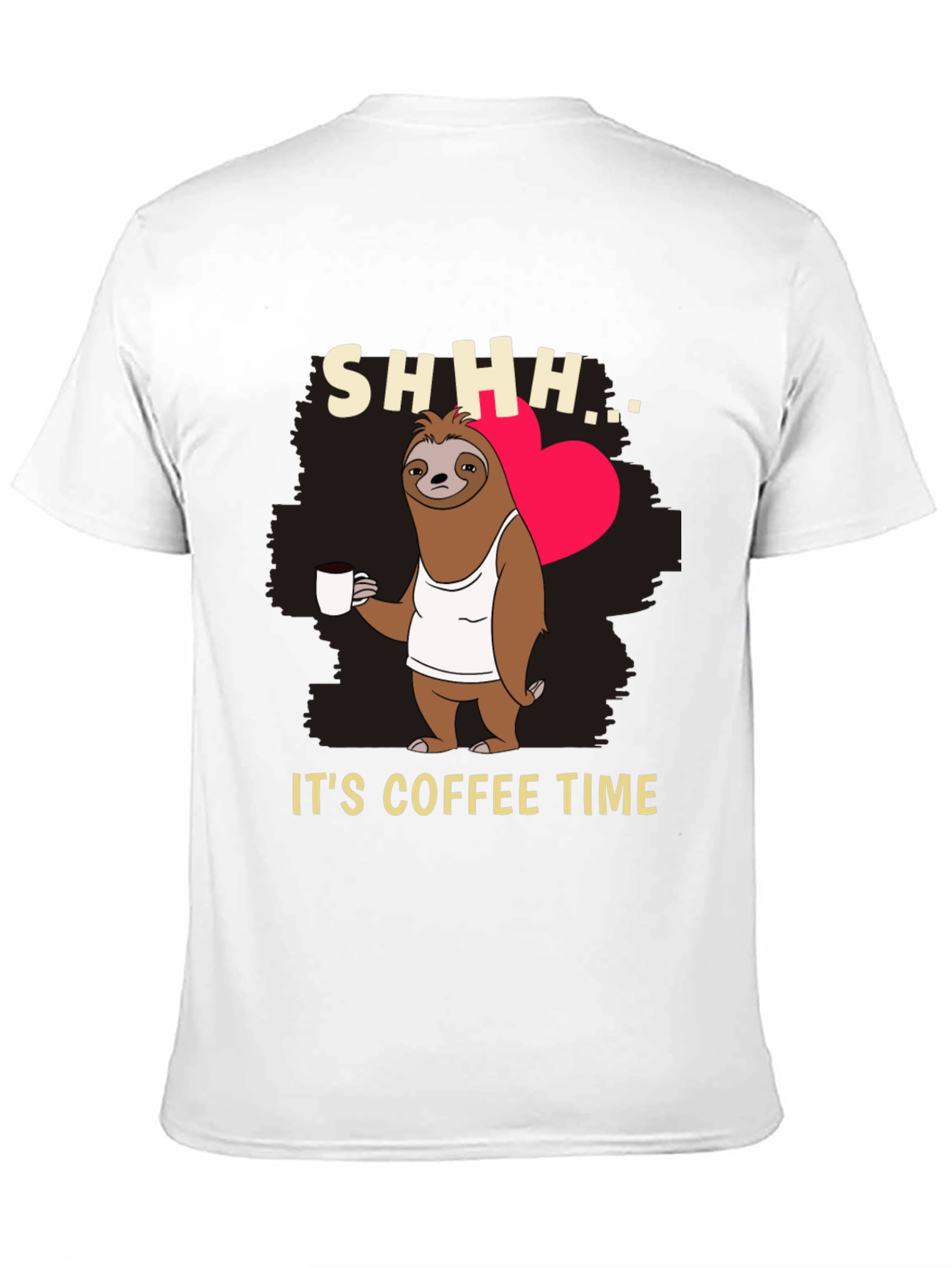 Black Funny Sloth Coffee Time T-Shirt view 11