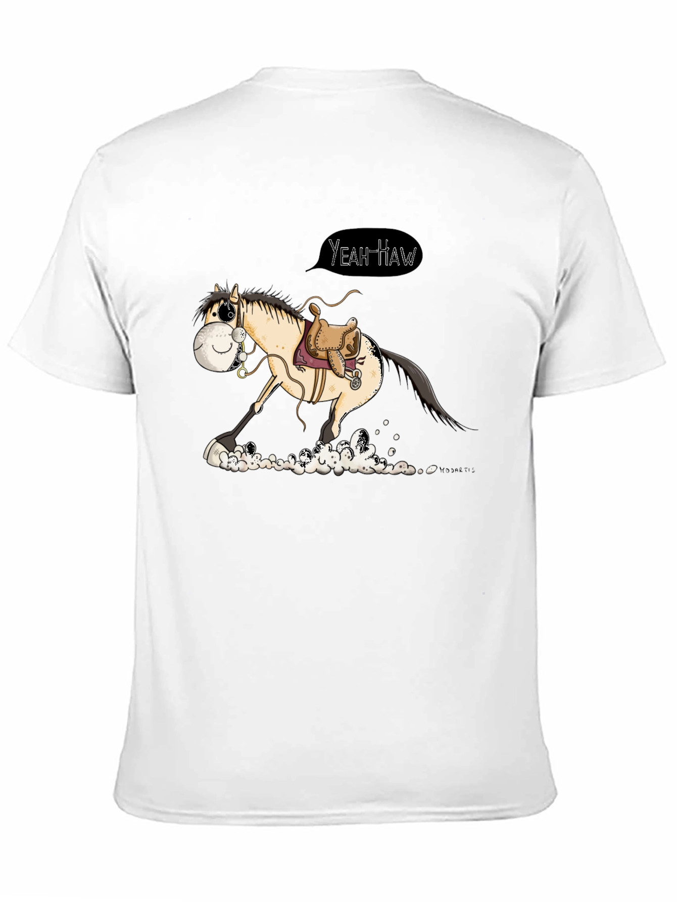 Black Yeah Haw Horse Cartoon Graphic T-Shirt view 11
