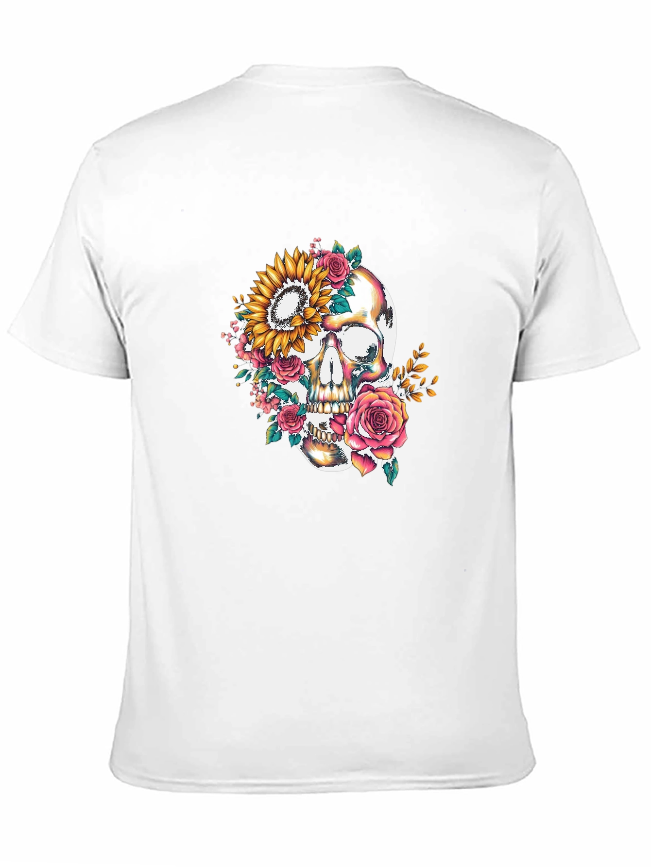 Black Skull & Floral Graphic Tee - Black view 11