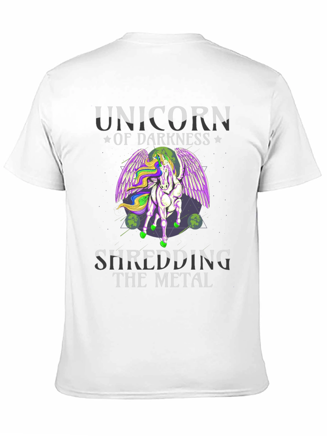 Black Unicorn of Darkness Shredding Metal T-Shirt view 11