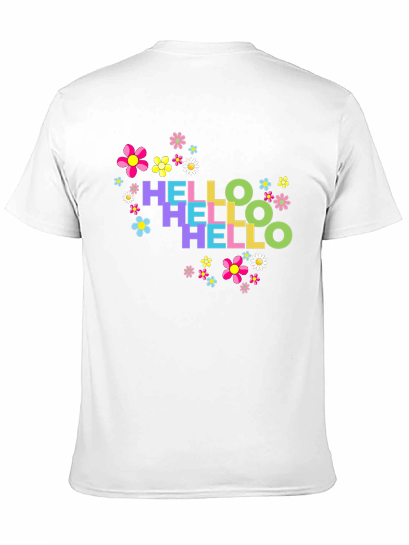 Black Hello Floral Graphic Tee - Black Cotton T-Shirt view 11