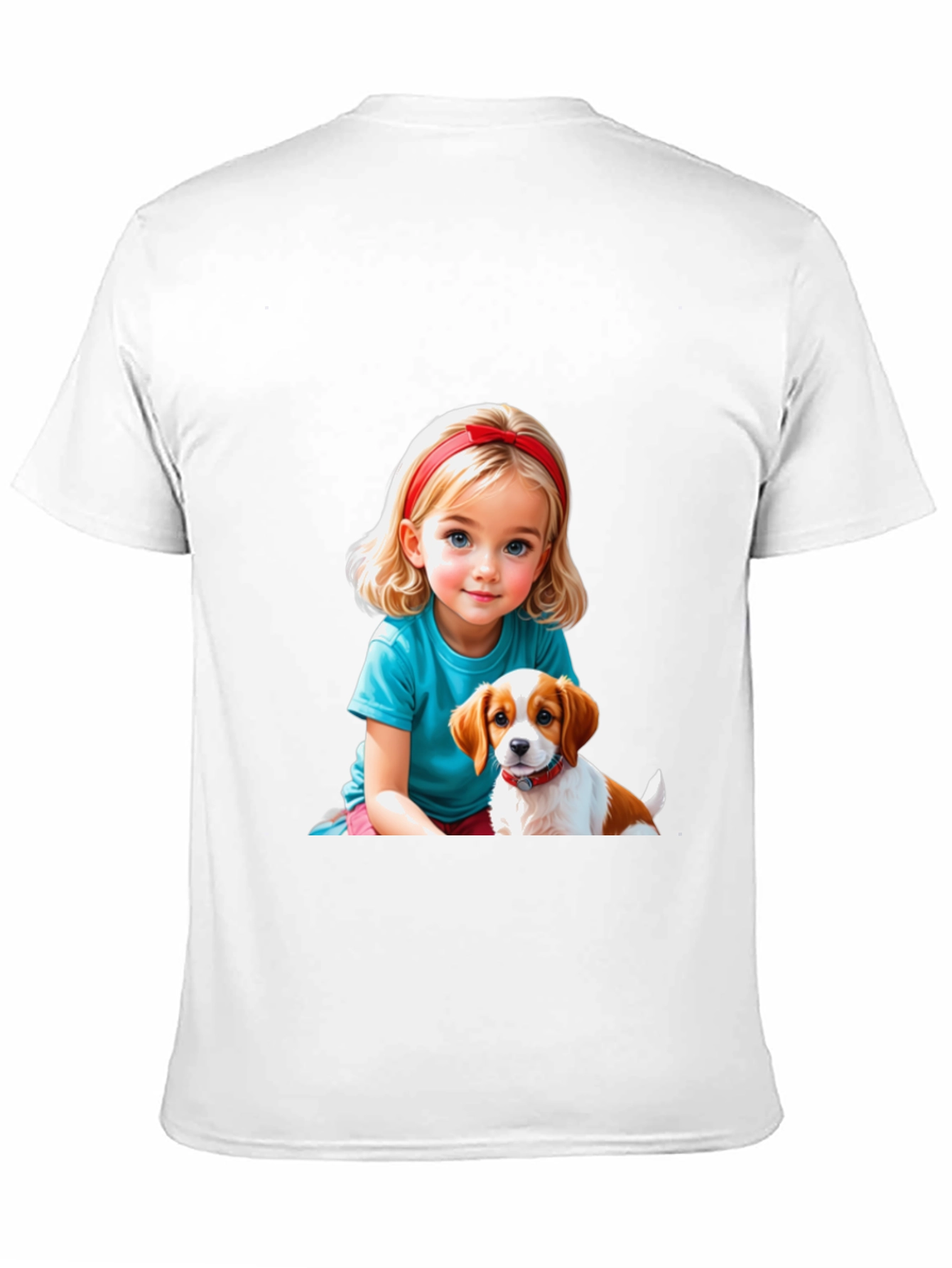 Black Cute Girl & Puppy Graphic Tee - Black Casual T-Shirt view 11